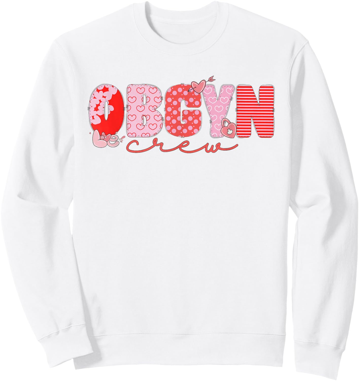 Women OBGYN Crew Valentine Obstetrics OB/GYN Group Team Sweatshirt - Sweatshirt | White