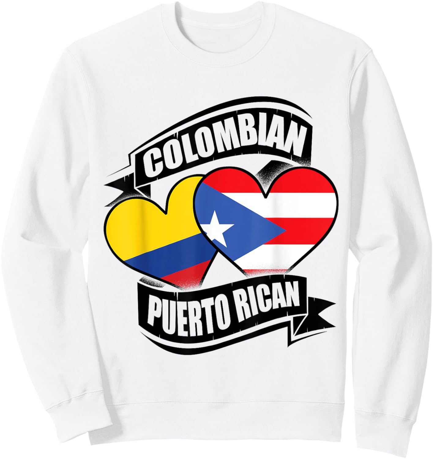 Colombian Puerto Rican Hearts Colombia Puerto Rico Flags Sweatshirt - Sweatshirt | White