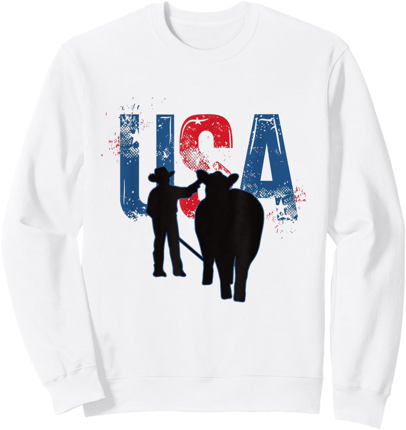 STOCK SHOW KID - Patriotic American USA Flag Farming Sweatshirt - Sweatshirt | White