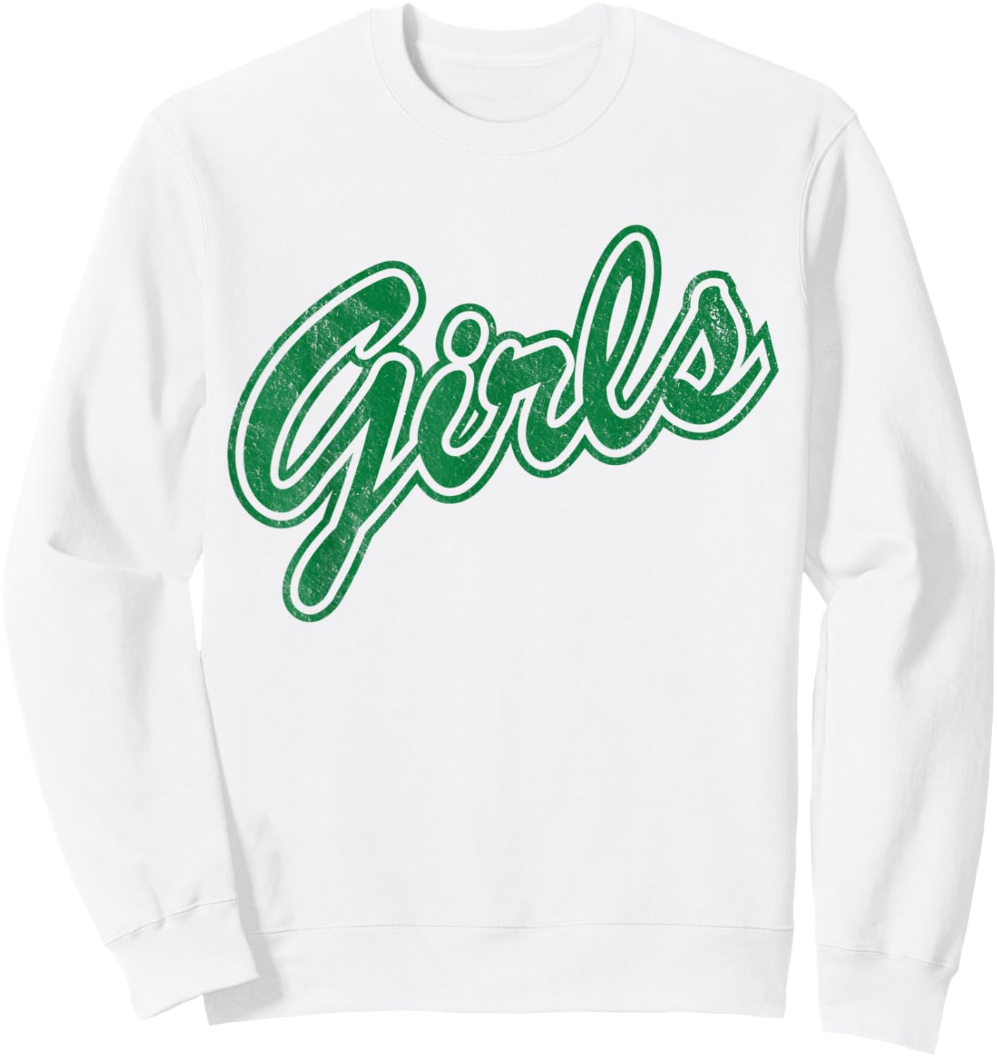 Girls Green Baseball Sweatshirt - Sweatshirt | White