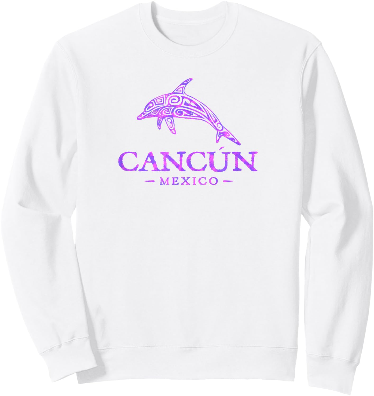 Vintaga Cancun Mexico Souvenir Dolphin Boys Retro Sweatshirt - Sweatshirt | White