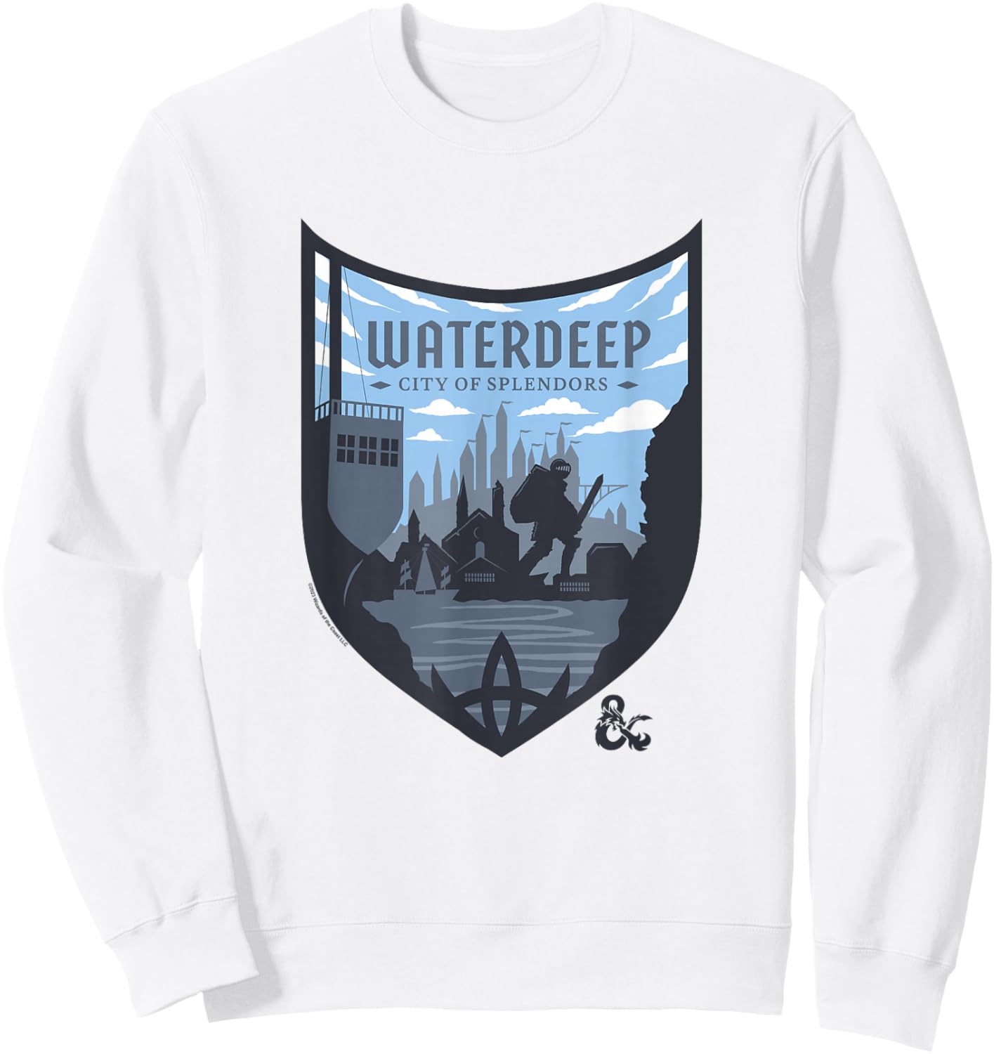 Dungeons & Dragons Waterdeep City Of Splendors Shield Logo Sweatshirt - Sweatshirt | White