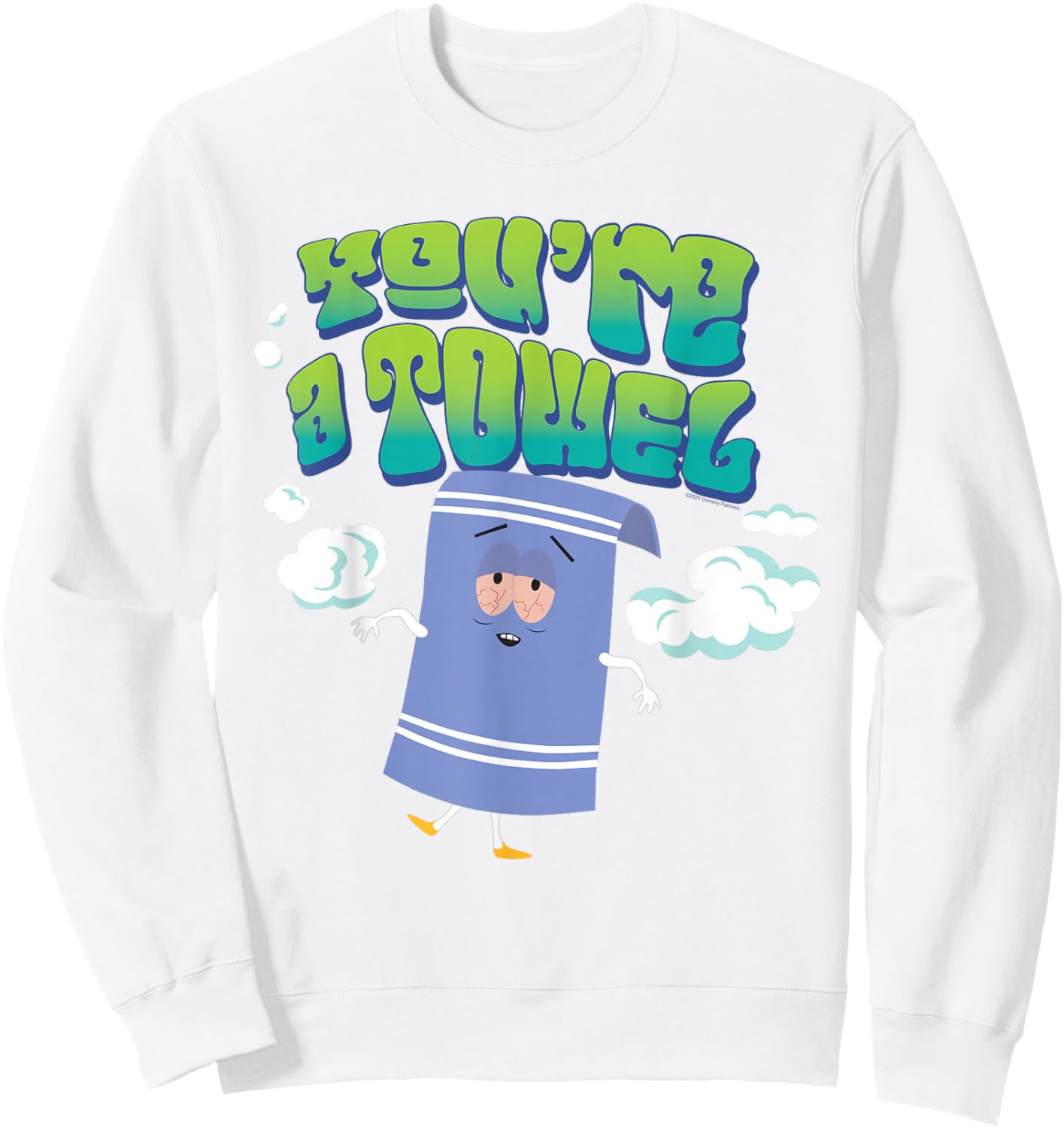 South Park Towelie You're a Towel Clouds Funny Cartoon Sweatshirt - Sweatshirt | White