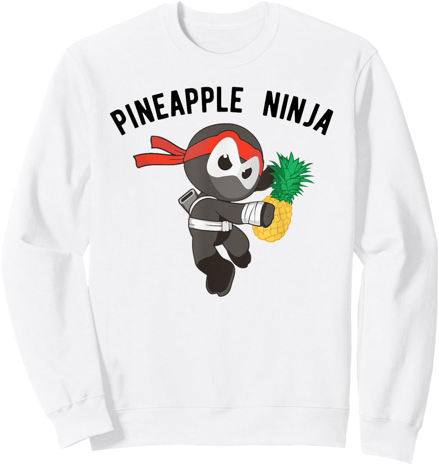 Ninja Pineapple , Martial Arts Fruit Apparel Sweatshirt - Sweatshirt | White