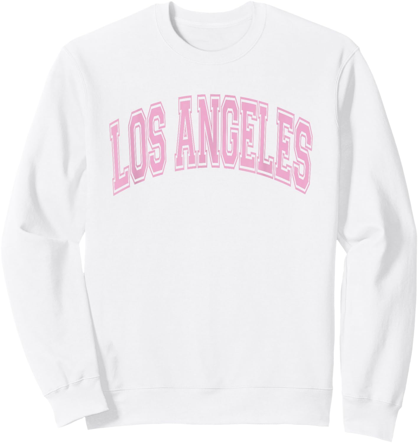 Los Angeles Arched Style Text White with Pink Print Sweatshirt - Sweatshirt | White