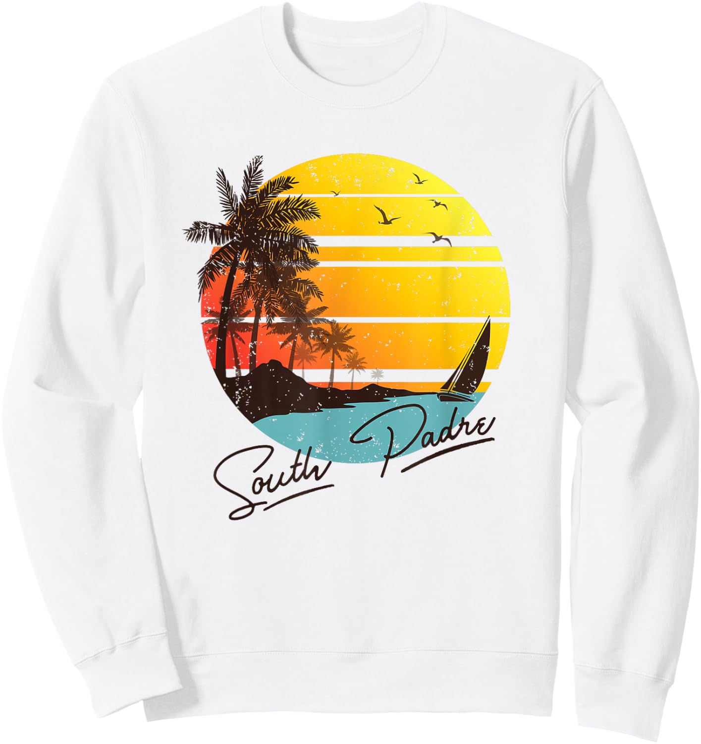 South Padre Island Texas Retro Summer Tropical Beach Sweatshirt - Sweatshirt | White