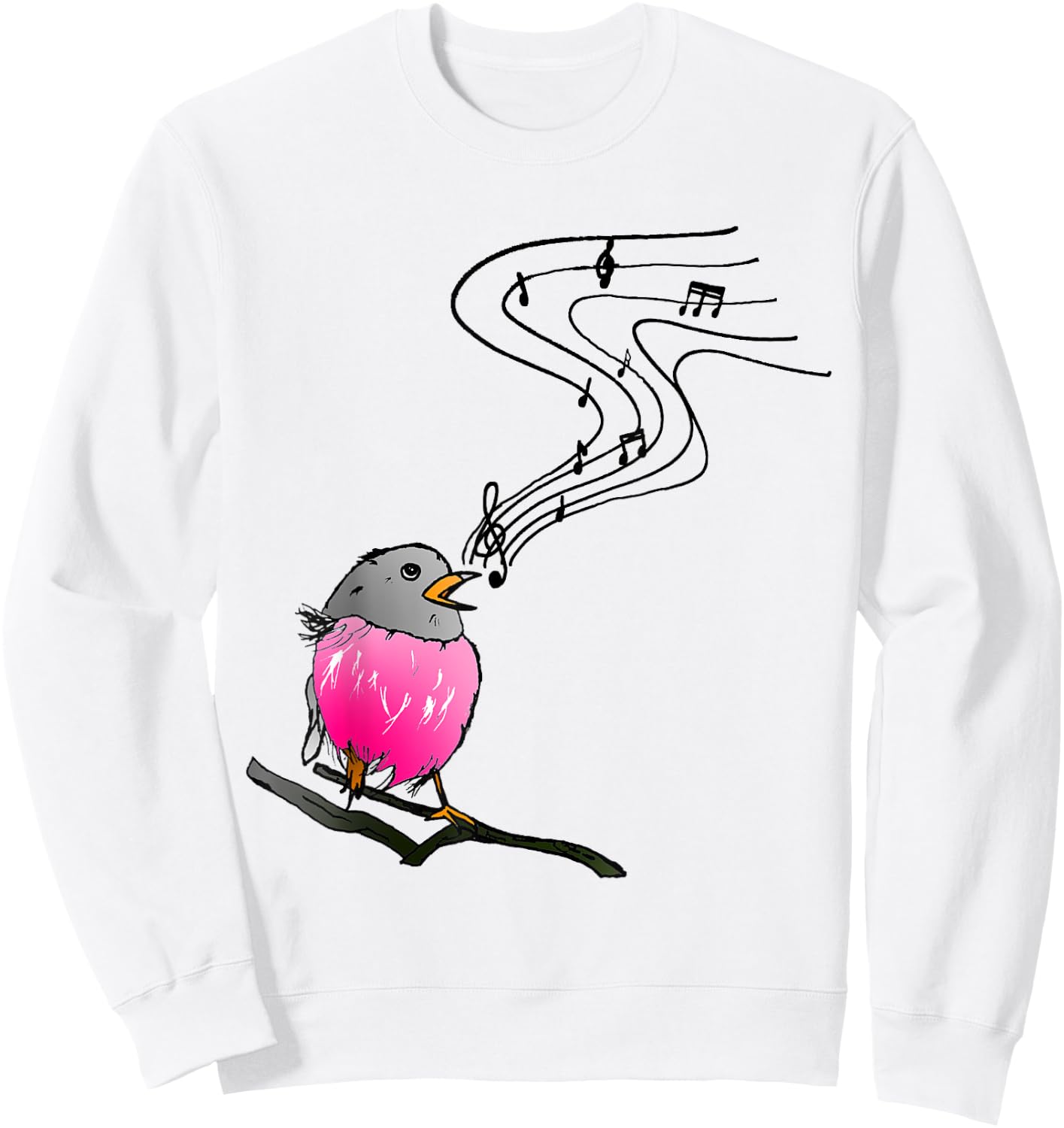 Singing bird classical music notes musician robin bird lover Sweatshirt - Sweatshirt | White