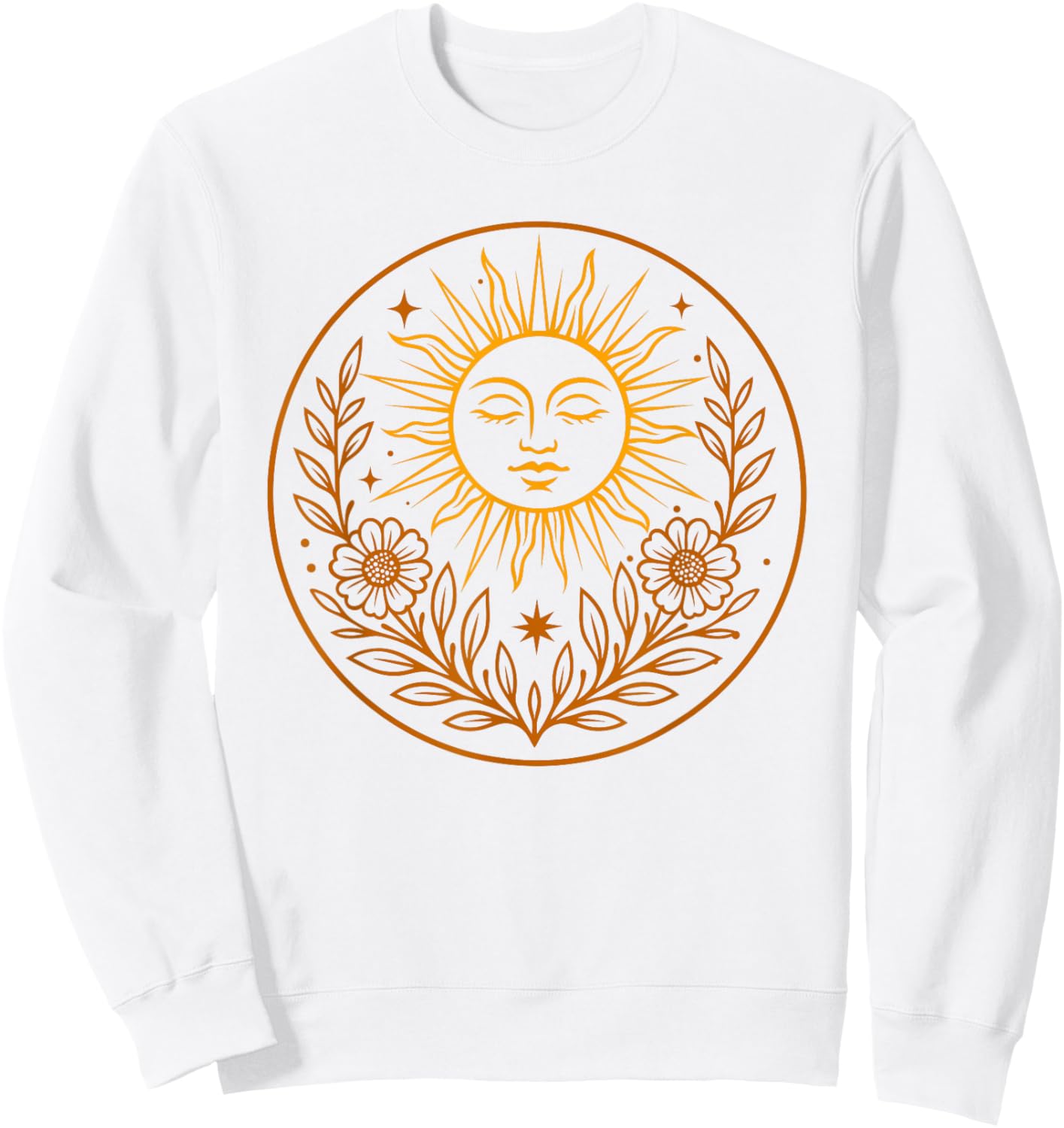 Litha Sun Art Midsummer Floral and Celestial Nature Design Sweatshirt - Sweatshirt | White