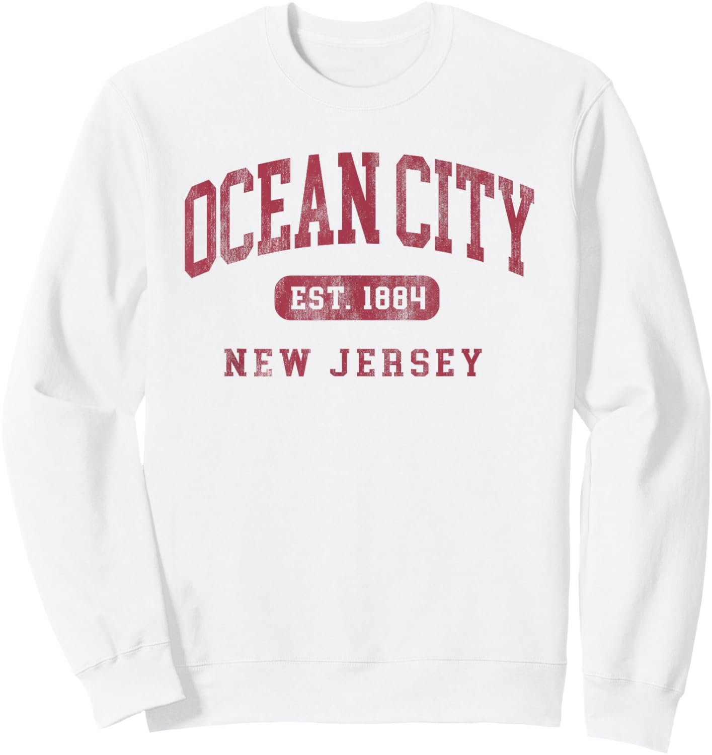 Ocean City New Jersey NJ Vintage Established Beach Souvenir Sweatshirt - Sweatshirt | White