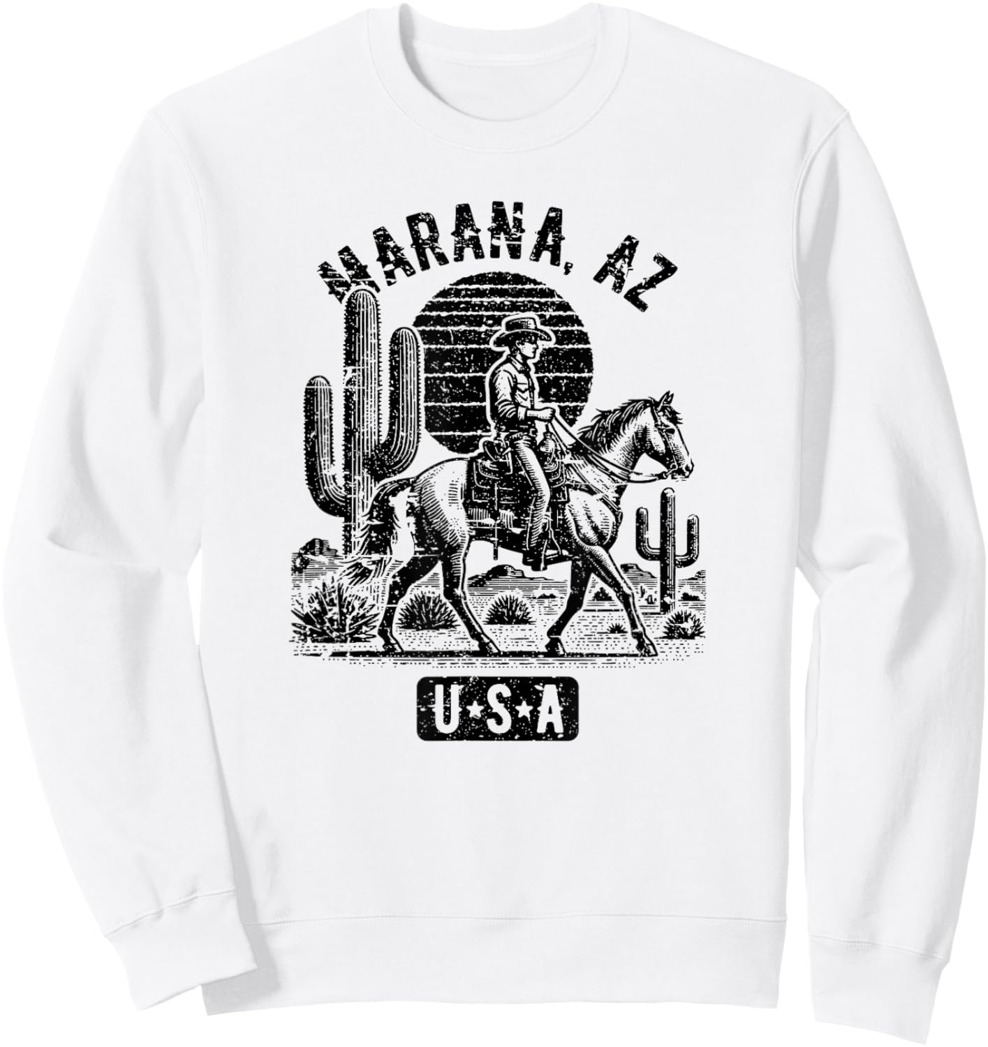 Marana Arizona USA Cowboy Horse Vintage Style Design Sweatshirt - Sweatshirt | White
