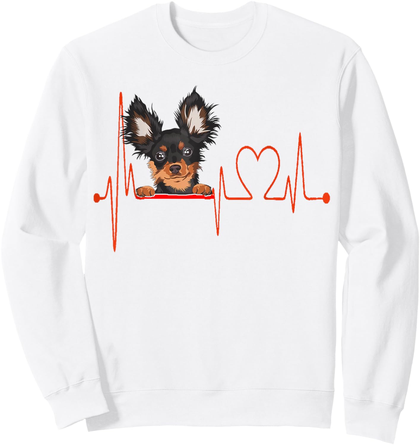 Russian Toy Terrier Heartbeat EKG My Dog Is My Valentine Sweatshirt - Sweatshirt | White