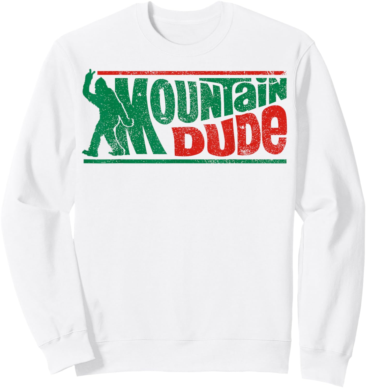 Mountain Dude Funny Bigfoot Sasquatch Rock On Hiking Vintage Sweatshirt - Sweatshirt | White