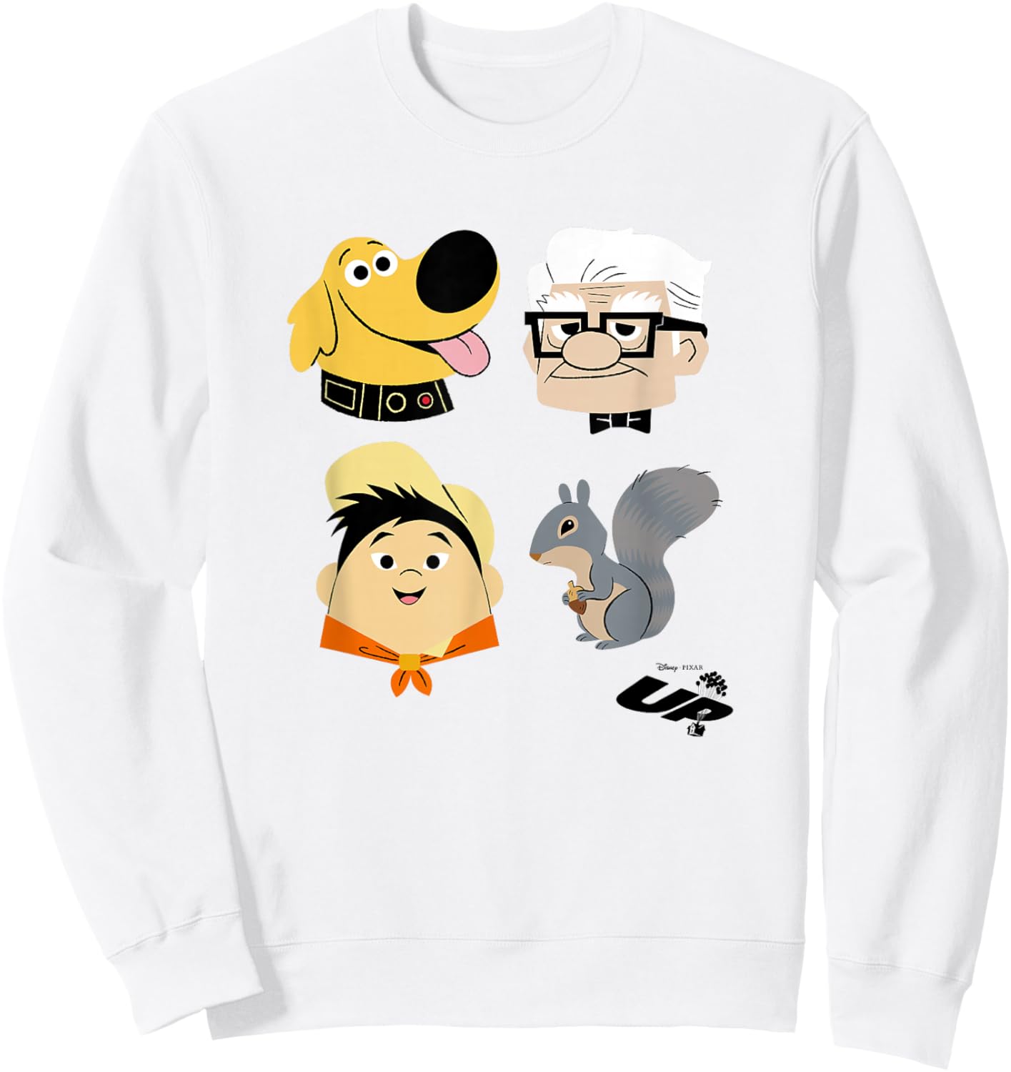 Disney Pixar Up Carl Russell Dug & Squirrel Group Shot Sweatshirt - Sweatshirt | White