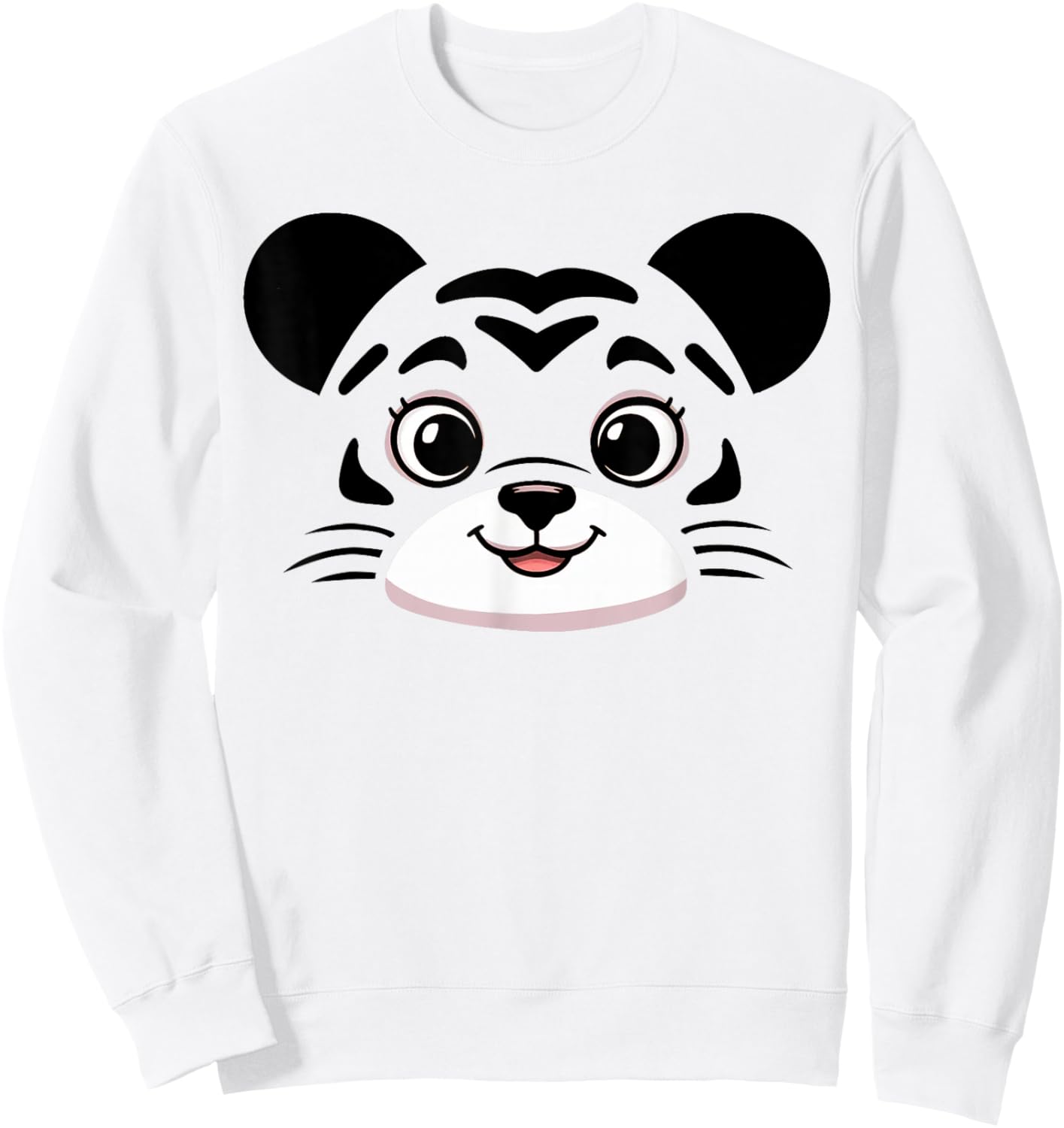 Tiger Costume Cute Rubber Tiger Face Halloween Men Women Kid Sweatshirt - Sweatshirt | White