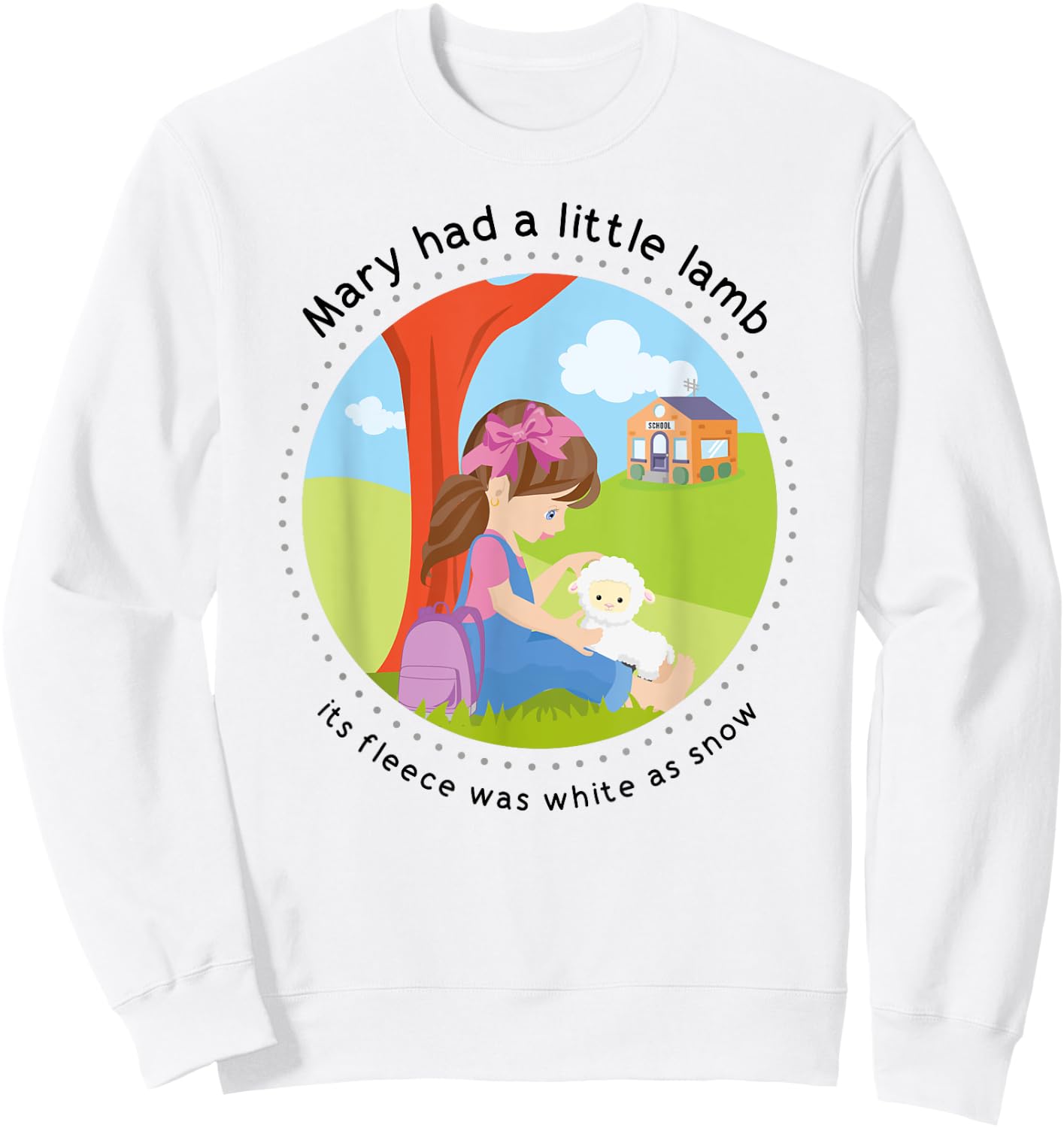 Mary had a Little Lamb English Nursery Rhyme Theme Sweatshirt - Sweatshirt | White
