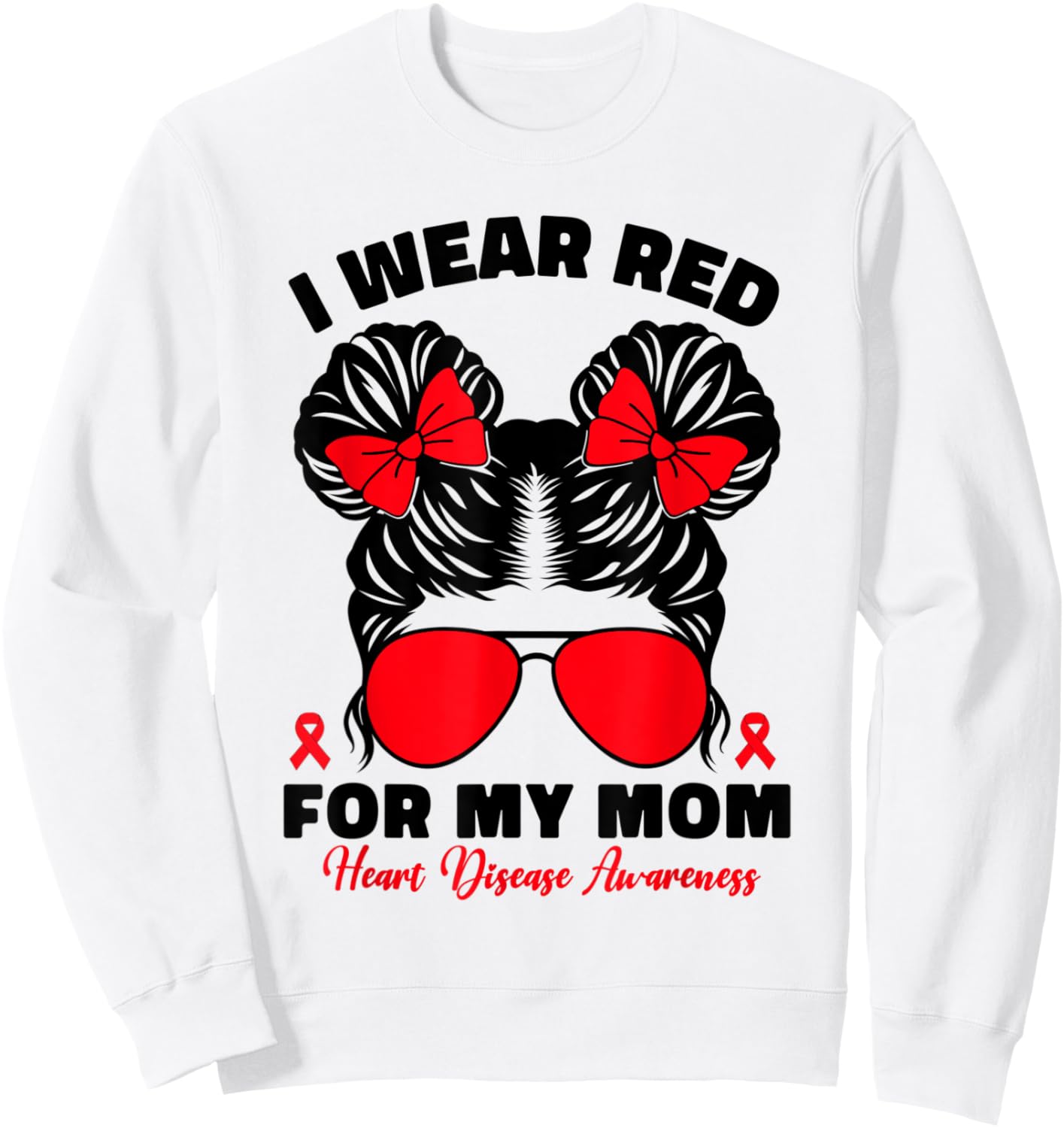 I Wear Red For My Mom Heart Disease Awareness For Kids Girls Sweatshirt - Sweatshirt | White