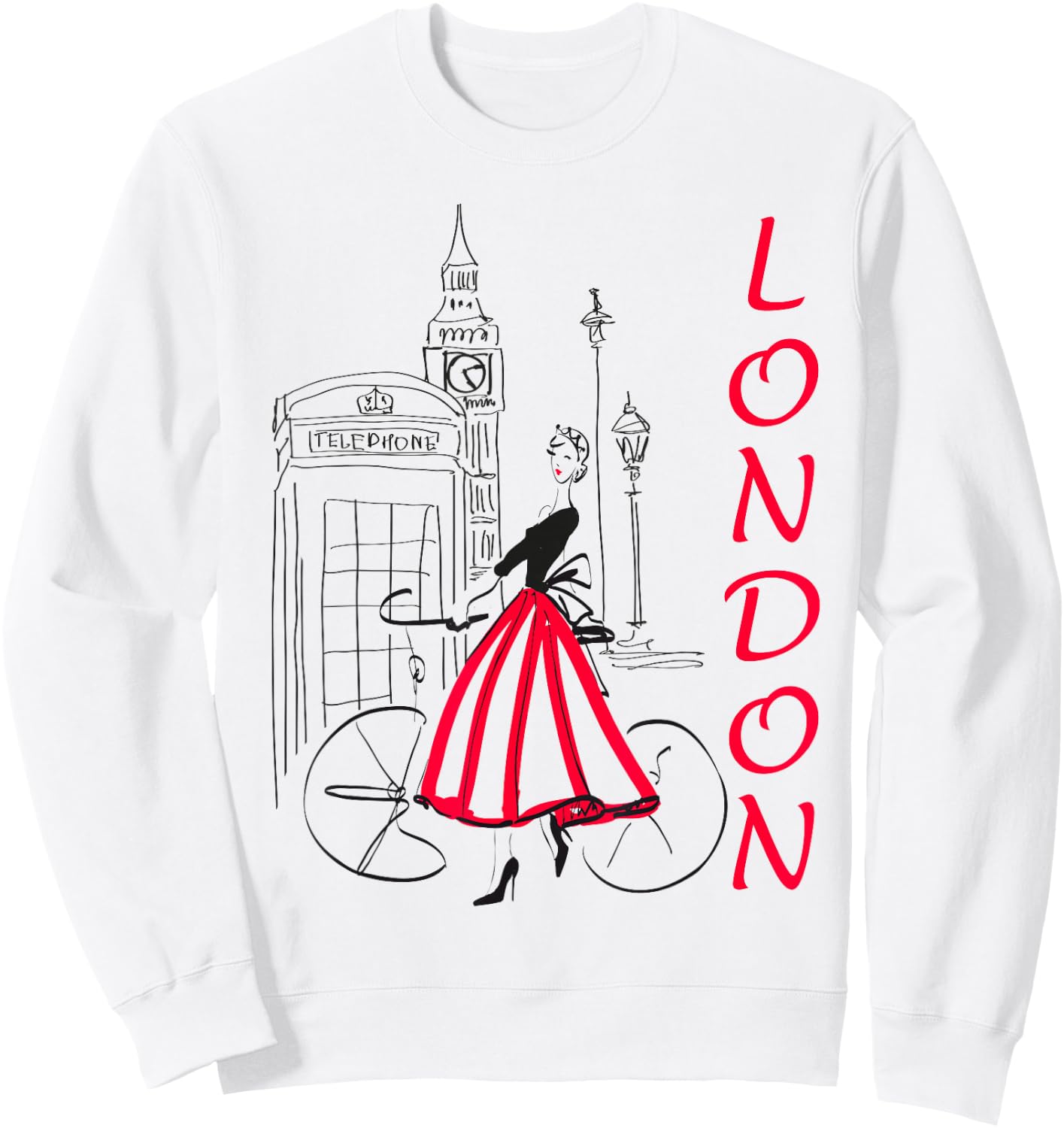 London - Woman - Big Ben Shirt - Bicycle - 5 Sweatshirt - Sweatshirt | White