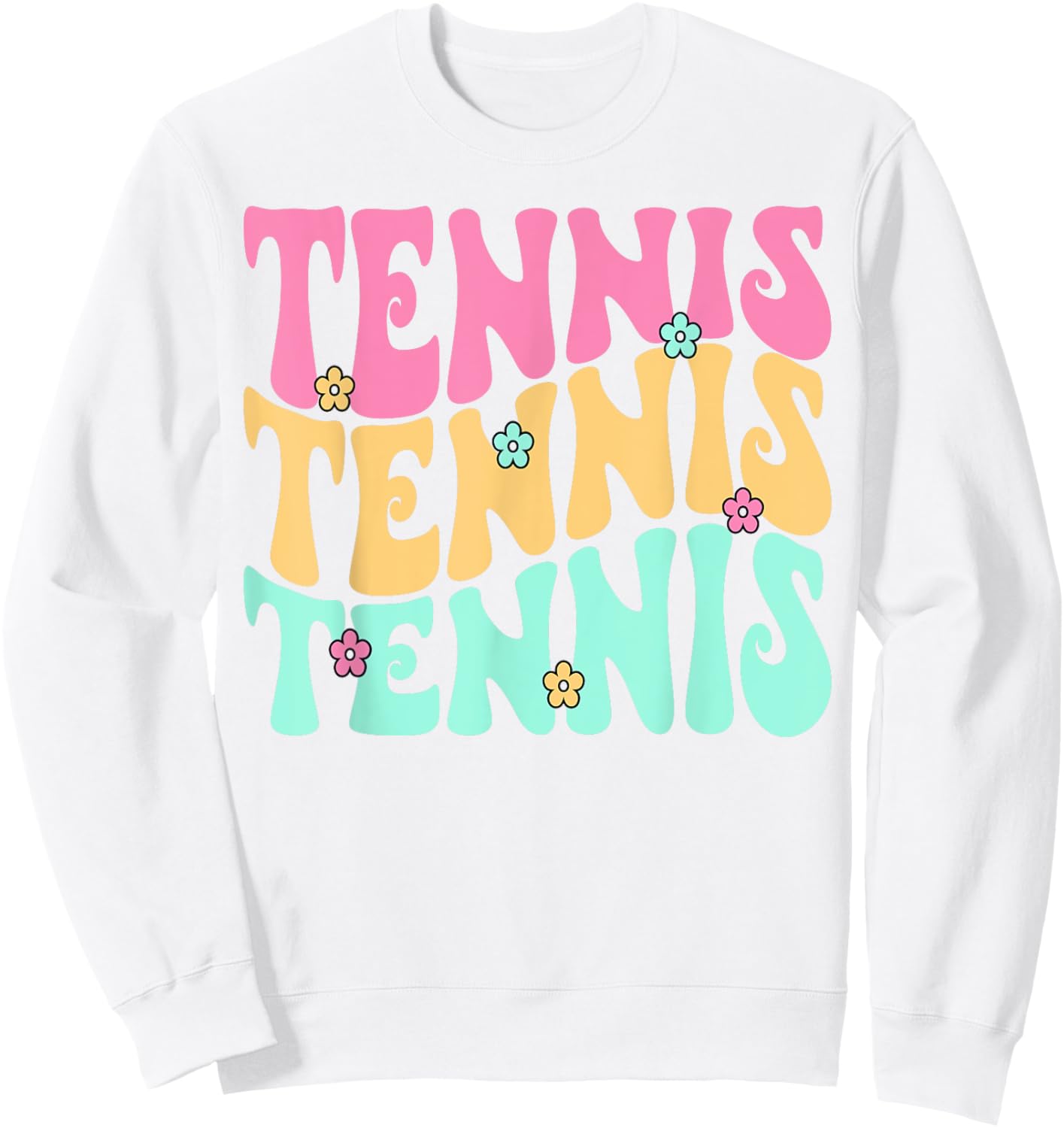Tennis Retro for Girls Women Teen Kids Game Match Practice Sweatshirt - Sweatshirt | White