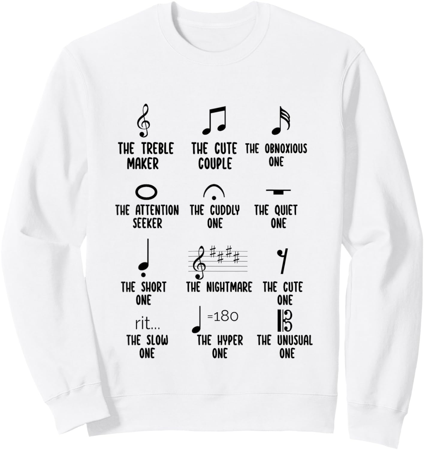 Funny Musical Note Shirt Musician Music Symbols Definition Sweatshirt - Sweatshirt | White