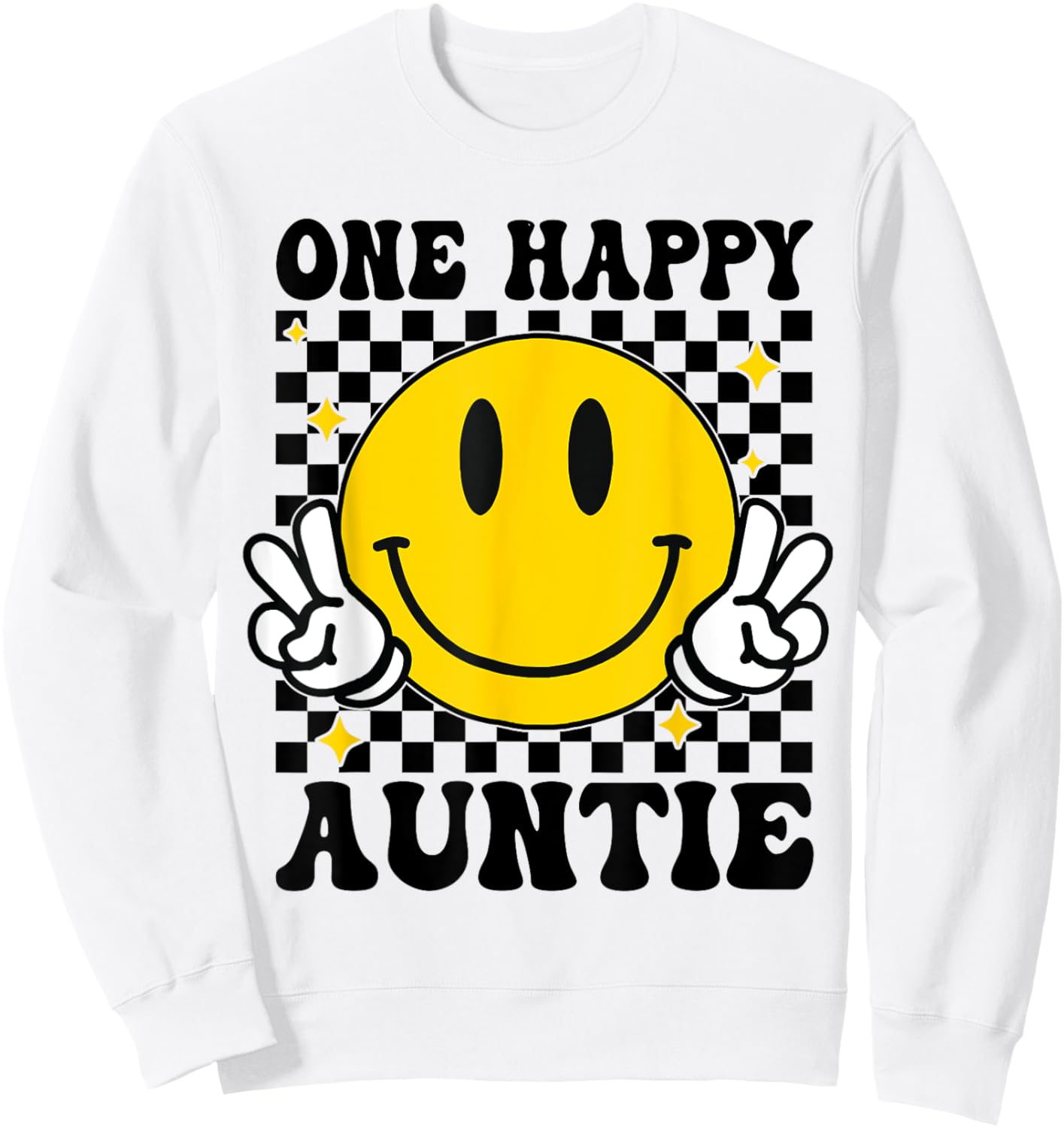 One Happy Dude Auntie happy face 1st Birthday Family Sweatshirt - Sweatshirt | White