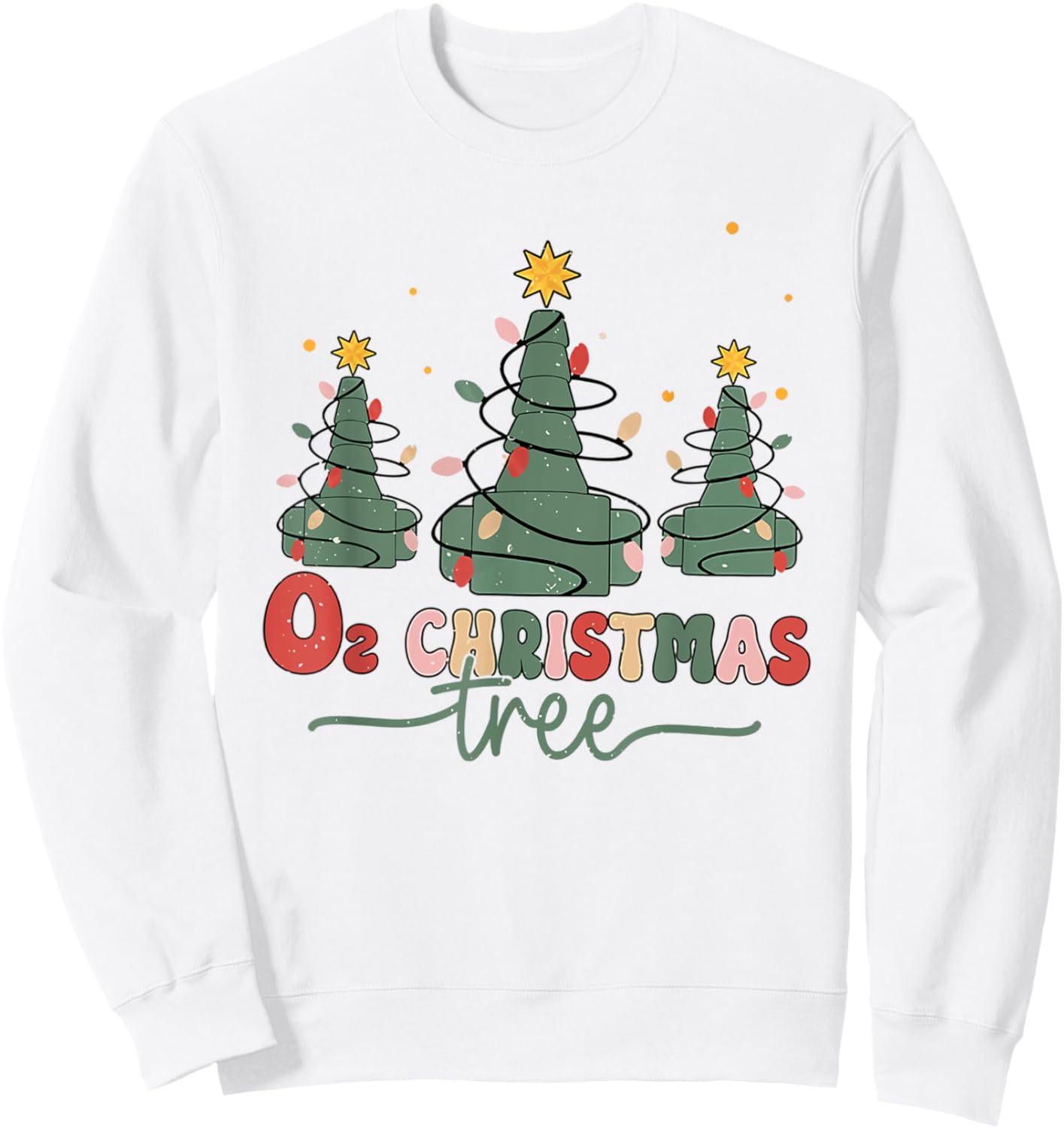 Respiratory Therapist Christmas Gifts Retro Oh Christmas Tree Funny Nurse RT , Women's Blue Small Classic Fit Short Sleeve Polyester 100% Stretchable Sweatshirt - Sweatshirt | White