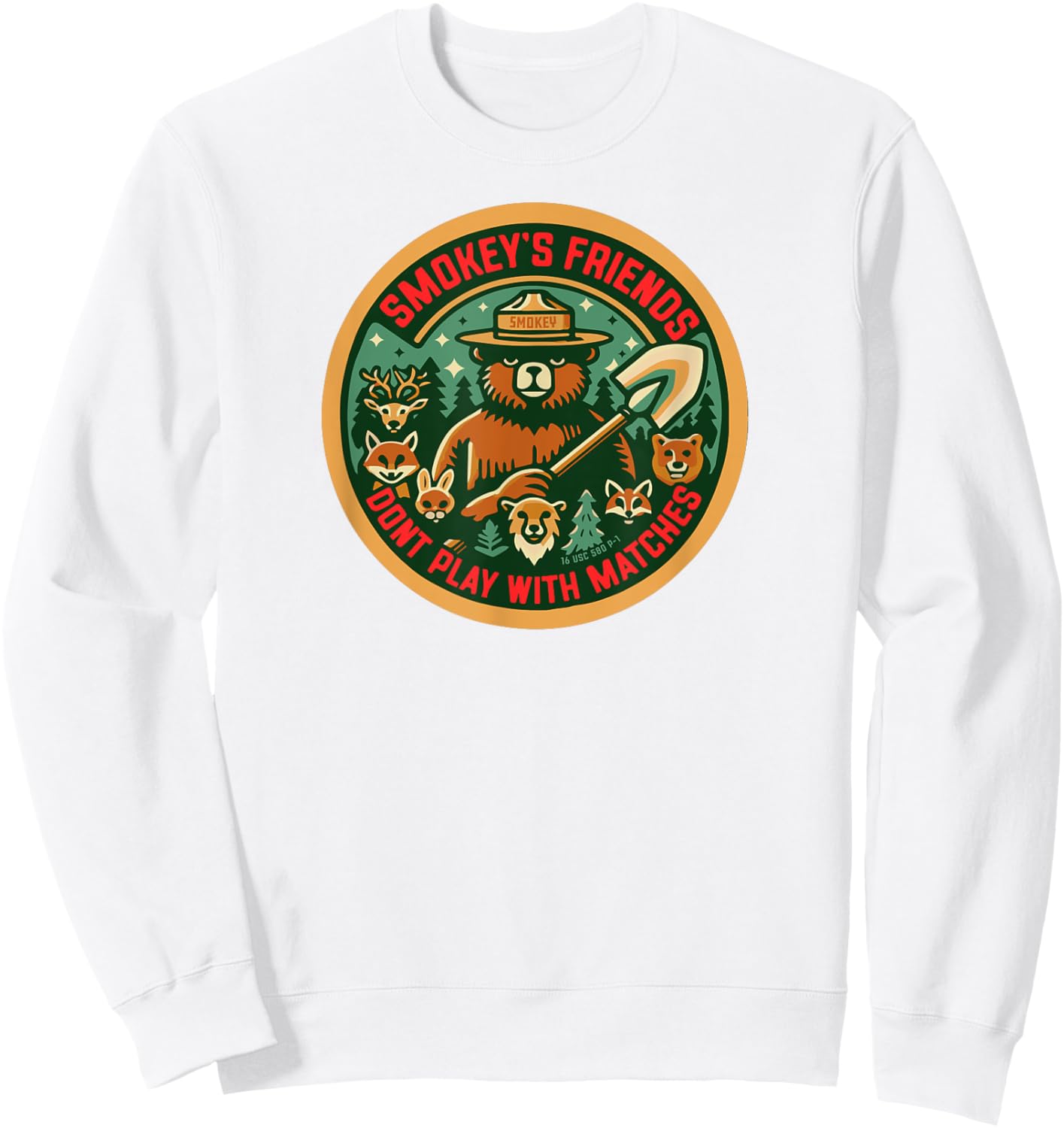 Smokey Bear's Forest Friends Don't Play With Matches Retro Sweatshirt - Sweatshirt | White