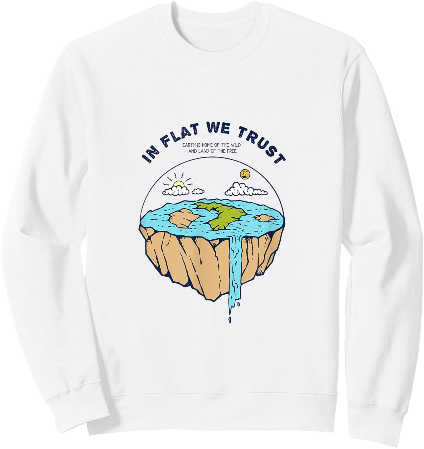 Flat Earth: Explore New Horizons , white, S Sweatshirt - Sweatshirt | White