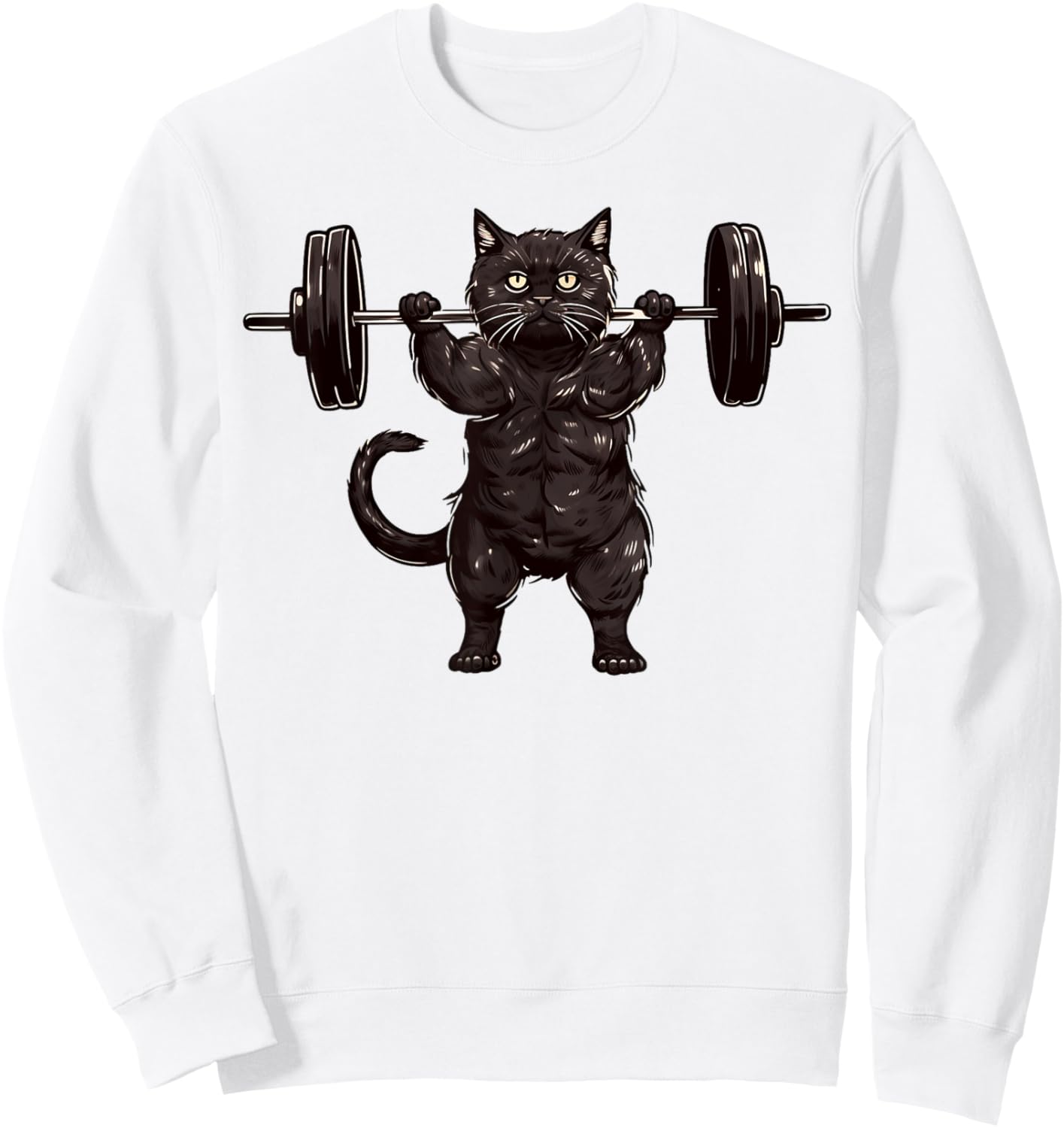 Cat Workout, Cat Deadlift, Powerlifting Kitty Weightlifting Men Women Girls Kids Sweatshirt - Sweatshirt | White