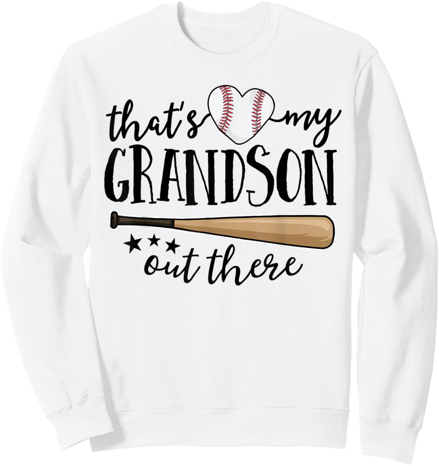 That's My Grandson Out There Gift Women Baseball Grandma Sweatshirt - Sweatshirt | White