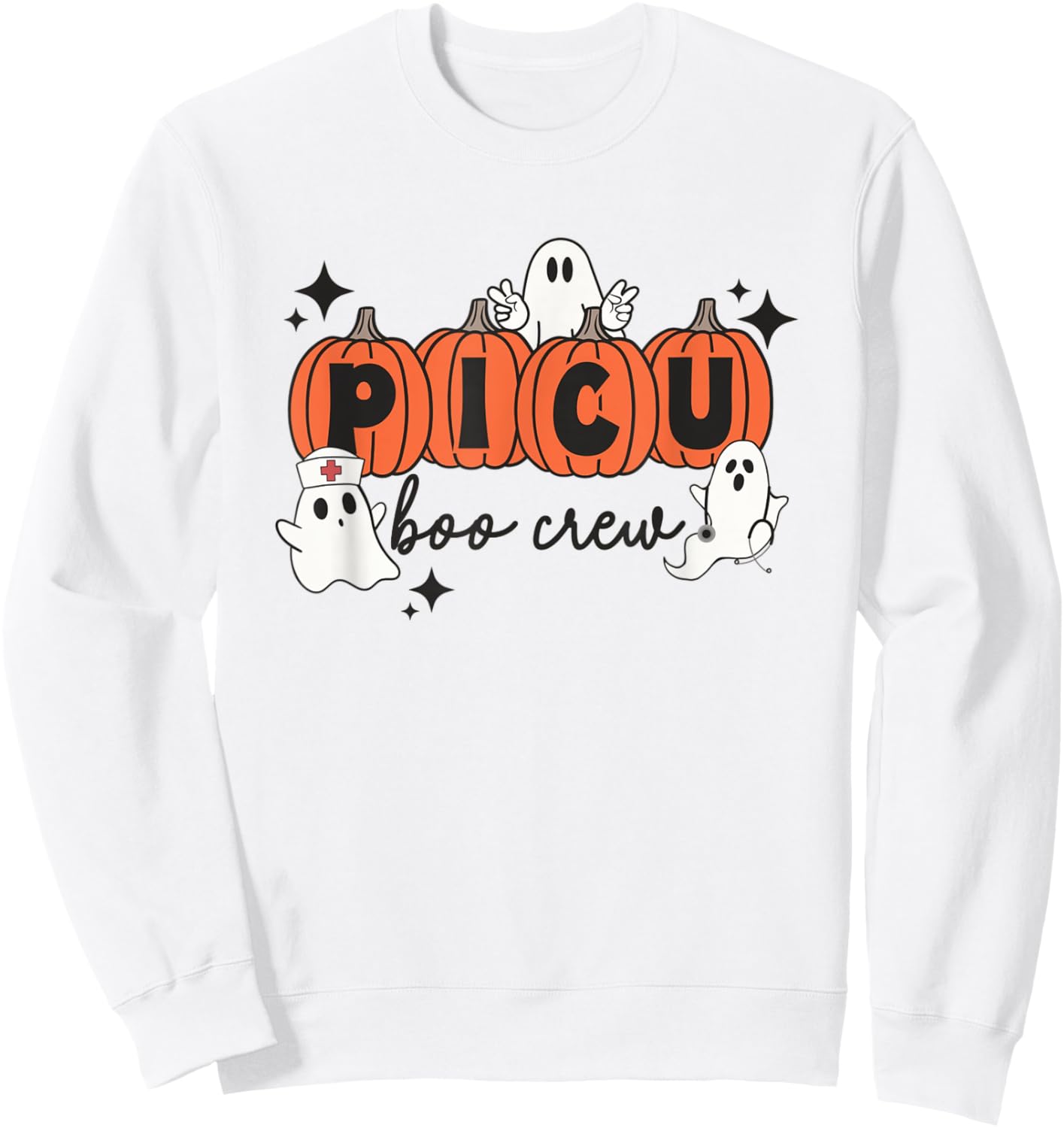 Halloween PICU Boo Crew Spooky PICU Nurse Squad Hospital Sweatshirt - Sweatshirt | White