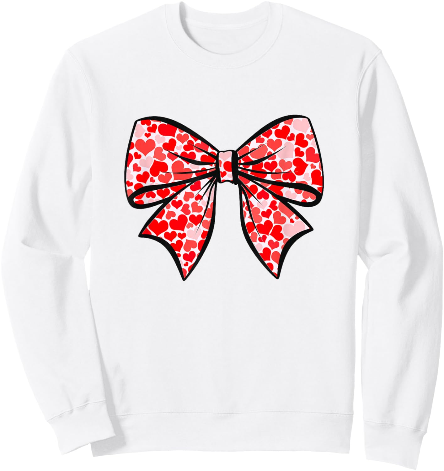 Coquette Bow with Hearts Soft Girl Aesthetic Sweatshirt - Sweatshirt | White