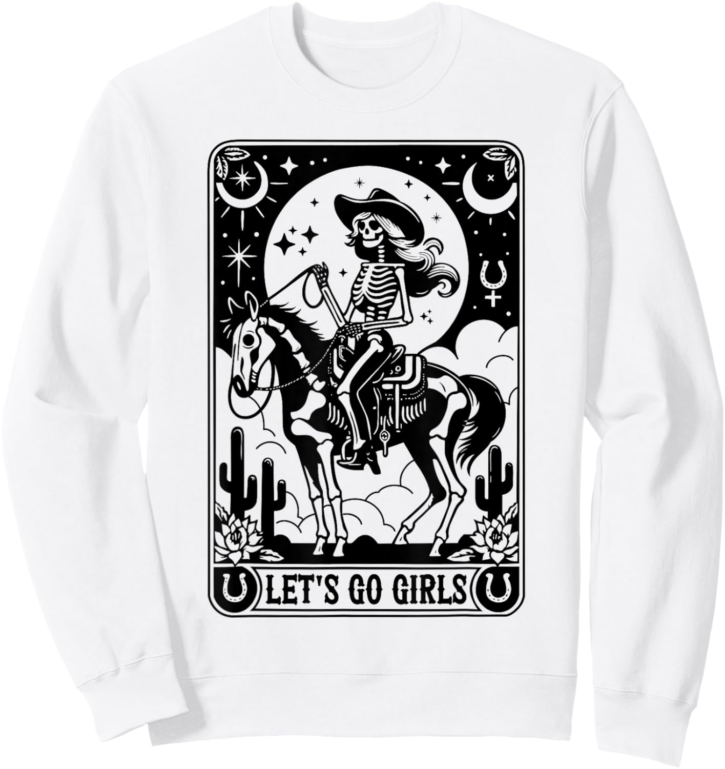 Let's Go Girls Skeleton Cowgirl Tarot Card Bachelorette Sweatshirt - Sweatshirt | White