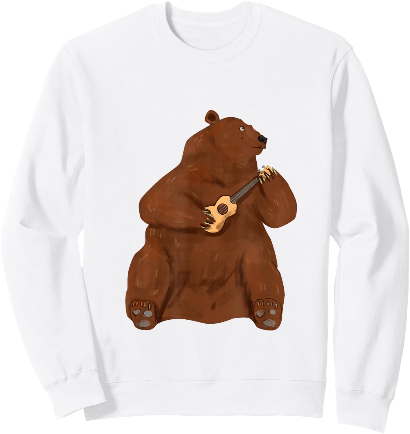 Grizzly Brown Bear Ukulele Guitar - Guitarist Uke Sweatshirt - Sweatshirt | White