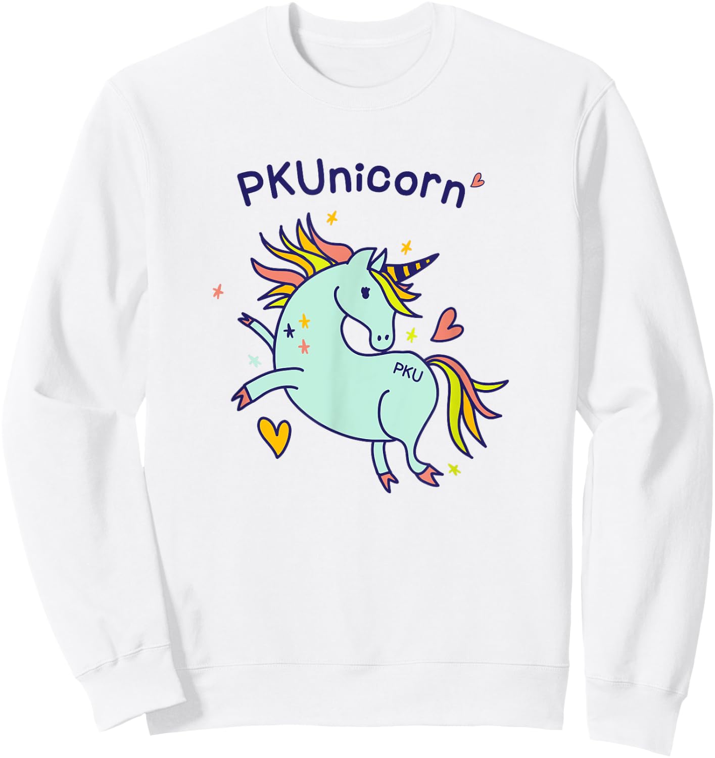 PKUnicorn | Cute PKU Awareness Unicorn T Shirt Gift Sweatshirt - Sweatshirt | White