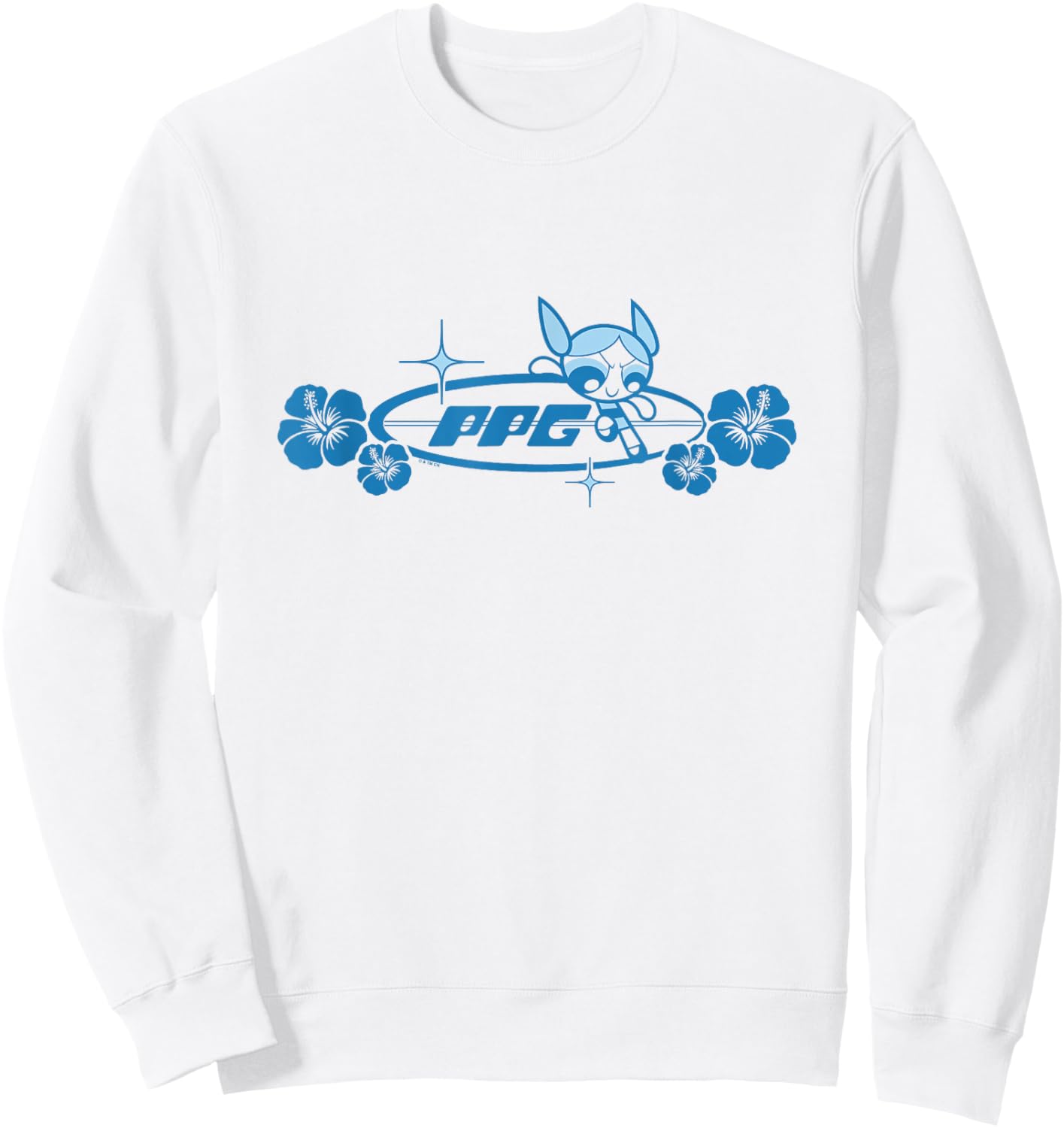 The Powerpuff Girls PPG Bubbles Retro Surf Logo Sweatshirt - Sweatshirt | White