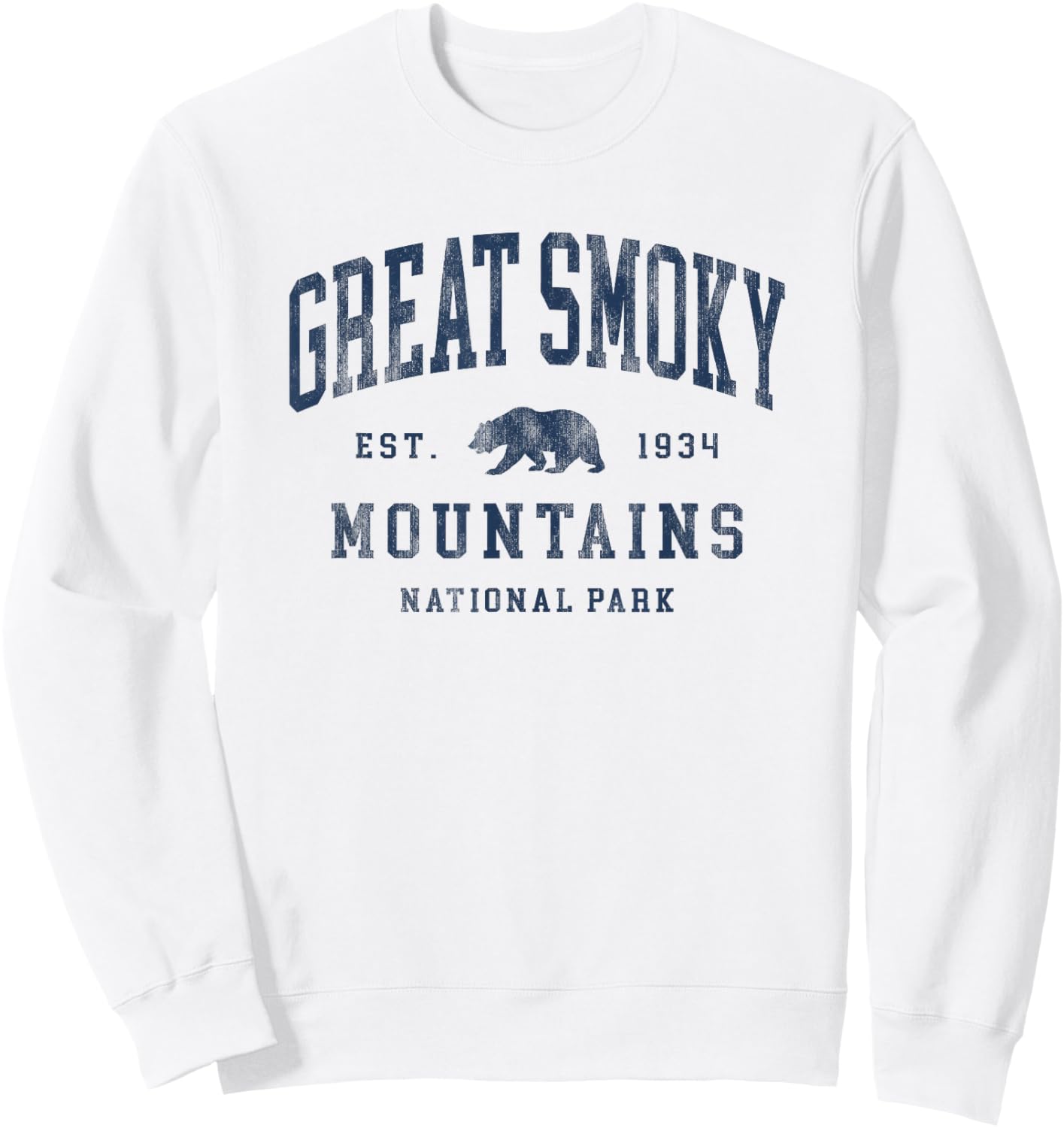 Retro Great Smoky Mountains National Park Hiking Sweatshirt - Sweatshirt | White