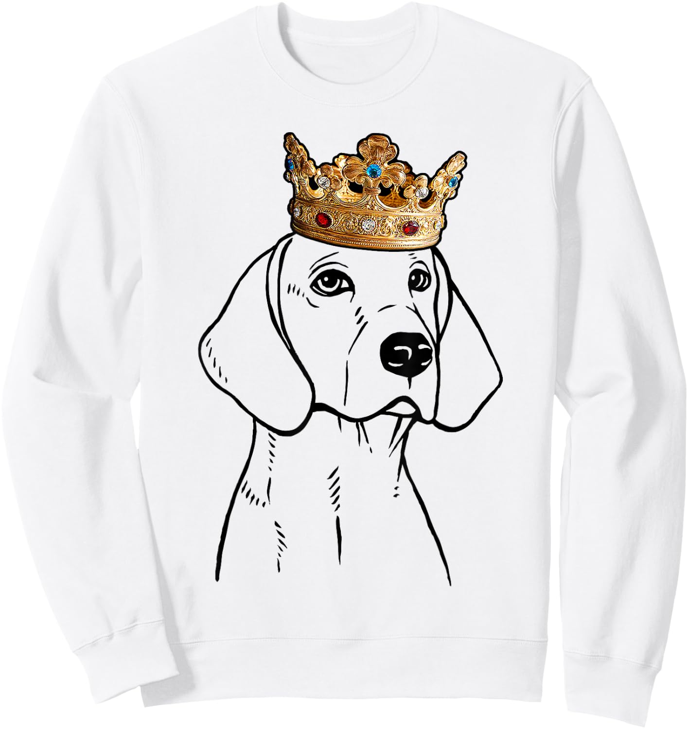 American Foxhound Dog Wearing Crown Men Women Kids Sweatshirt - Sweatshirt | White
