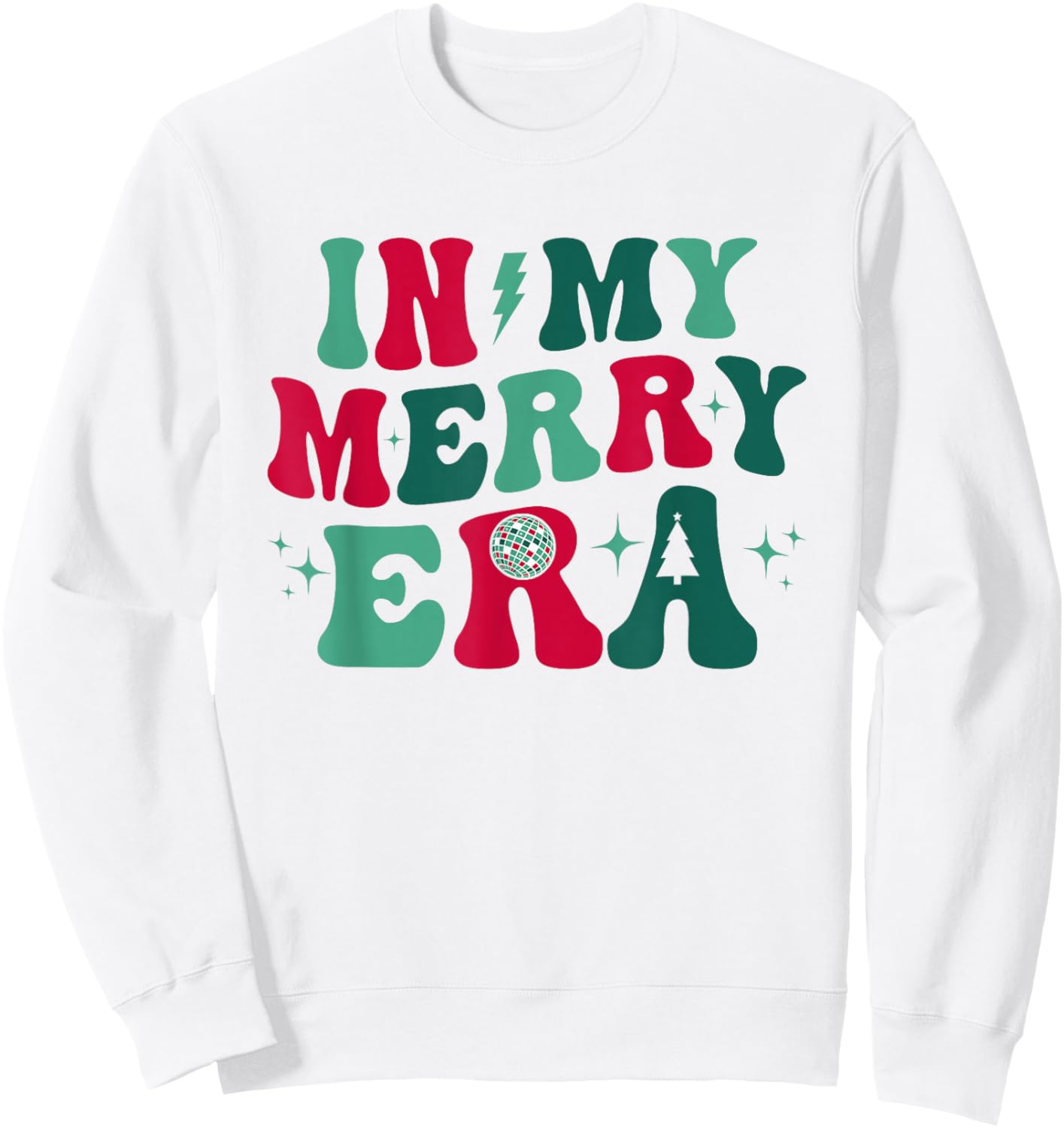 Christmas In My Merry Era Xmas Holiday Groovy Xmas Pajamas Sweatshirt - Sweatshirt | White