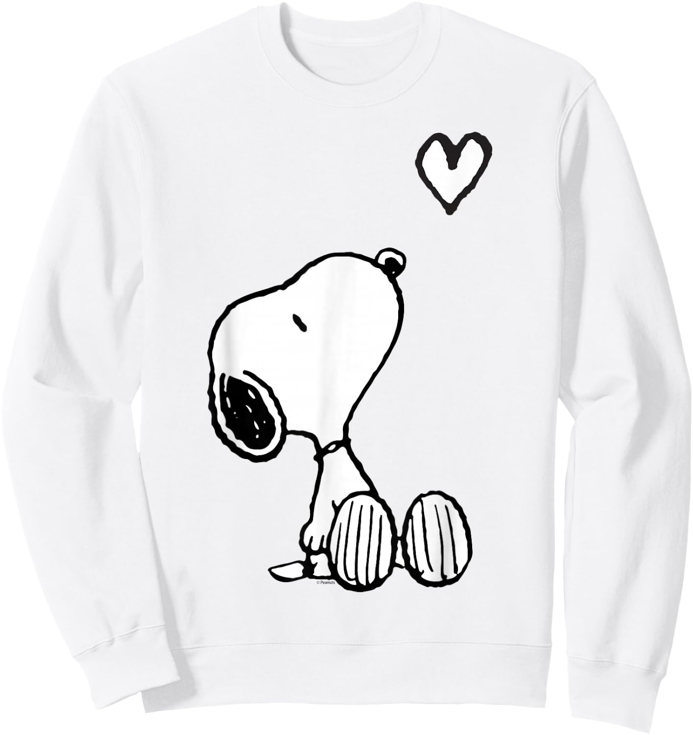 Peanuts Valentine Snoopy Sitting Heart Sweatshirt - Sweatshirt | White