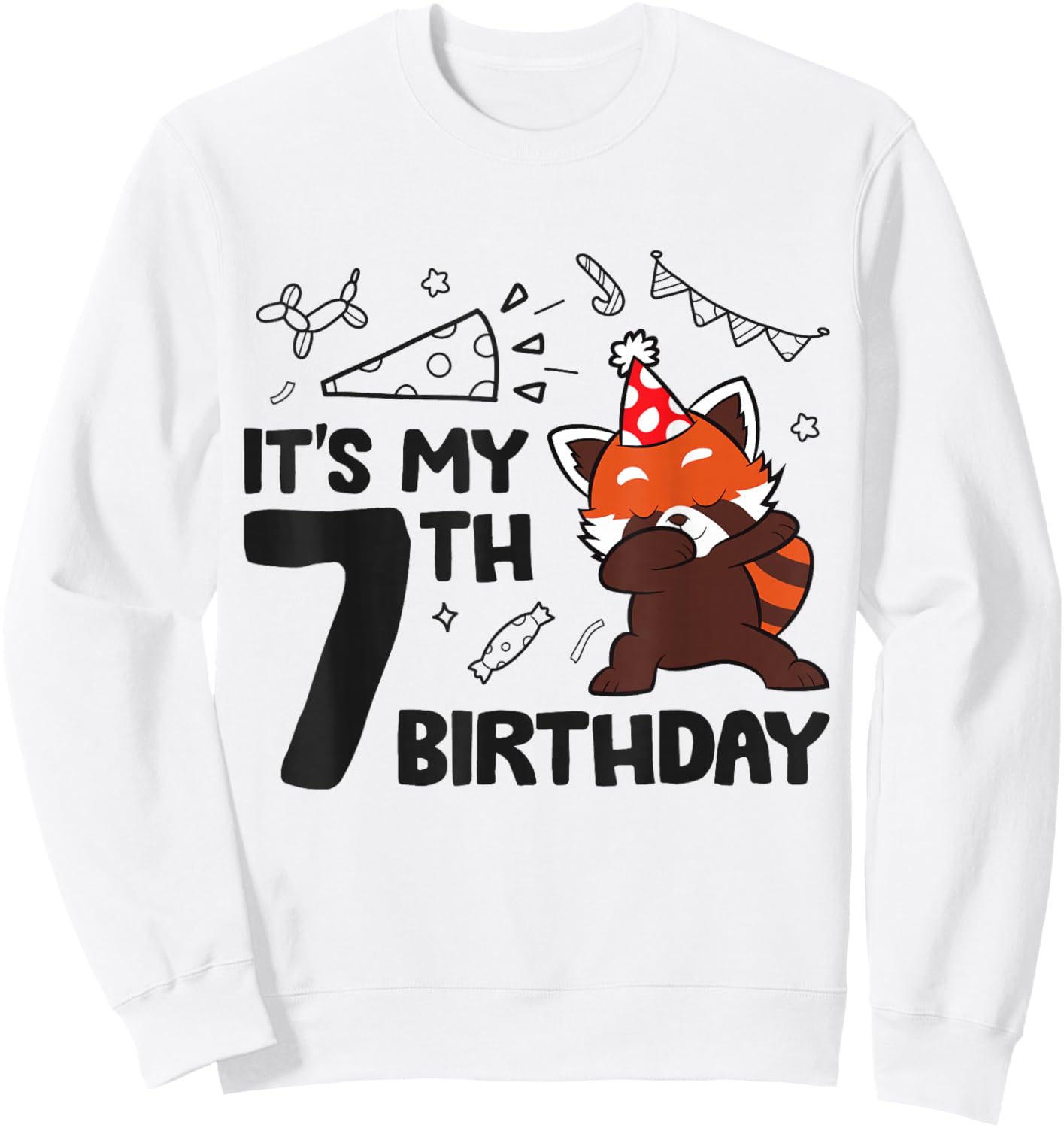 It's My 7th Birthday Cute Birthday Red Panda Sweatshirt - Sweatshirt | White