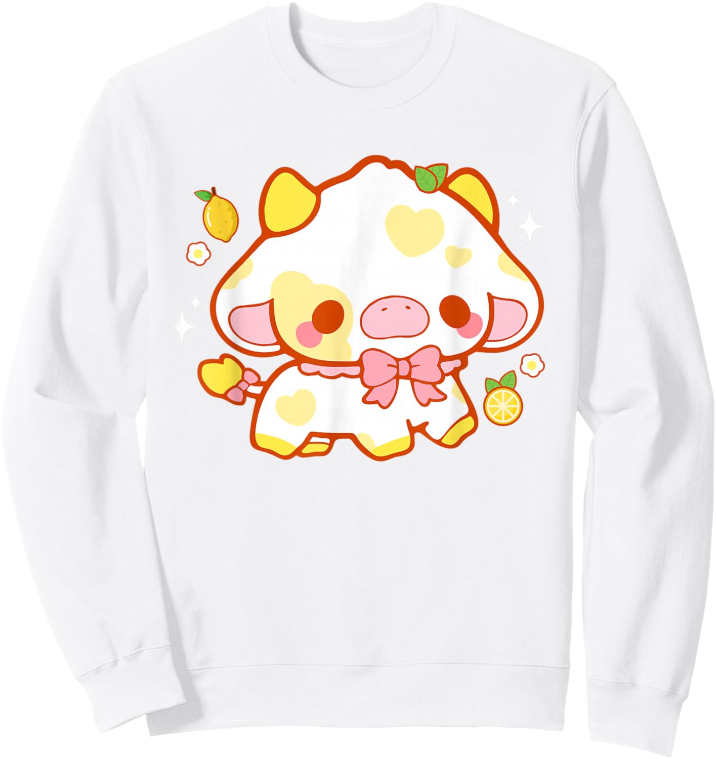 Kawaii Kuh Zitrone niedlich ästhetisch Anime Mädchen Teenager Kinder lustig Sweatshirt - Sweatshirt | White