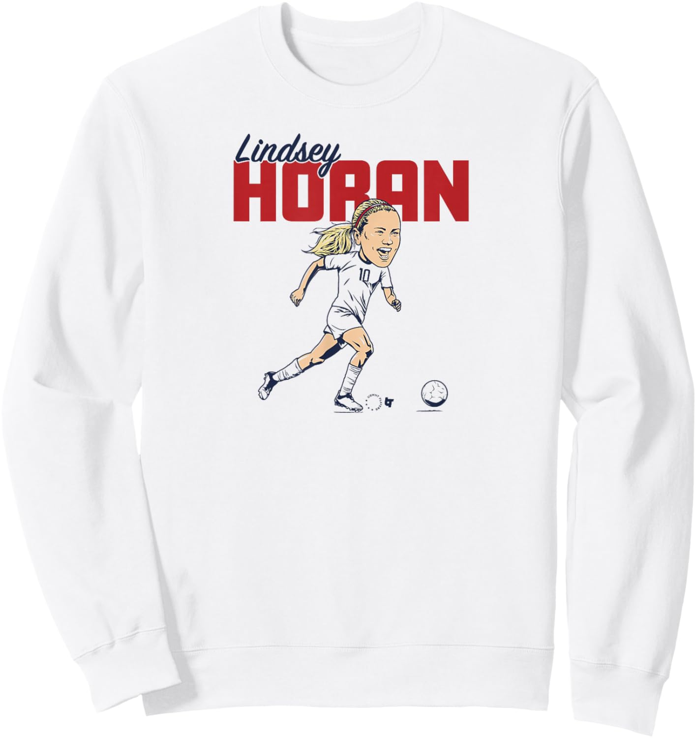 Lindsey Horan: Caricature - USWNT Players Association Soccer Sweatshirt - Sweatshirt | White