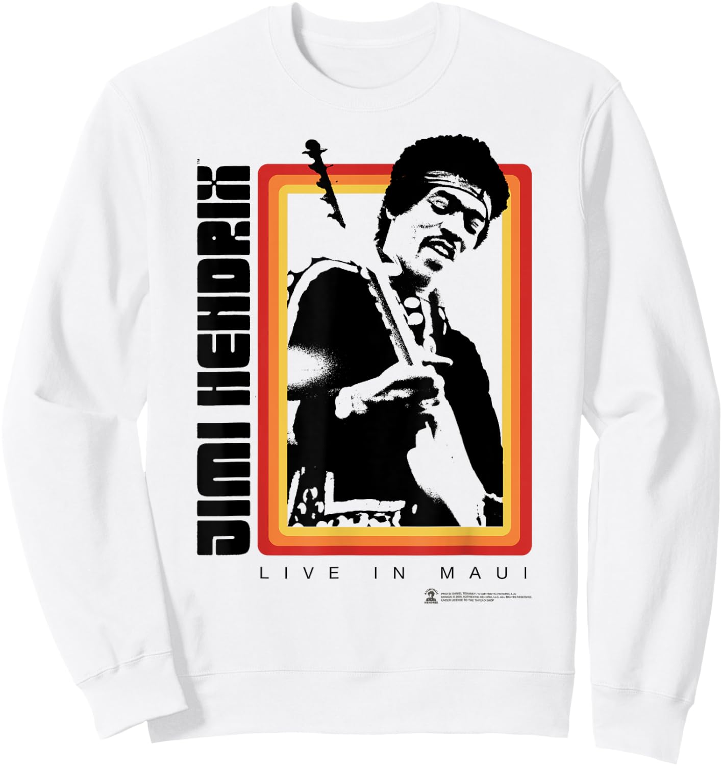 Jimi Hendrix Official Live in Maui Photo Sweatshirt - Sweatshirt | White