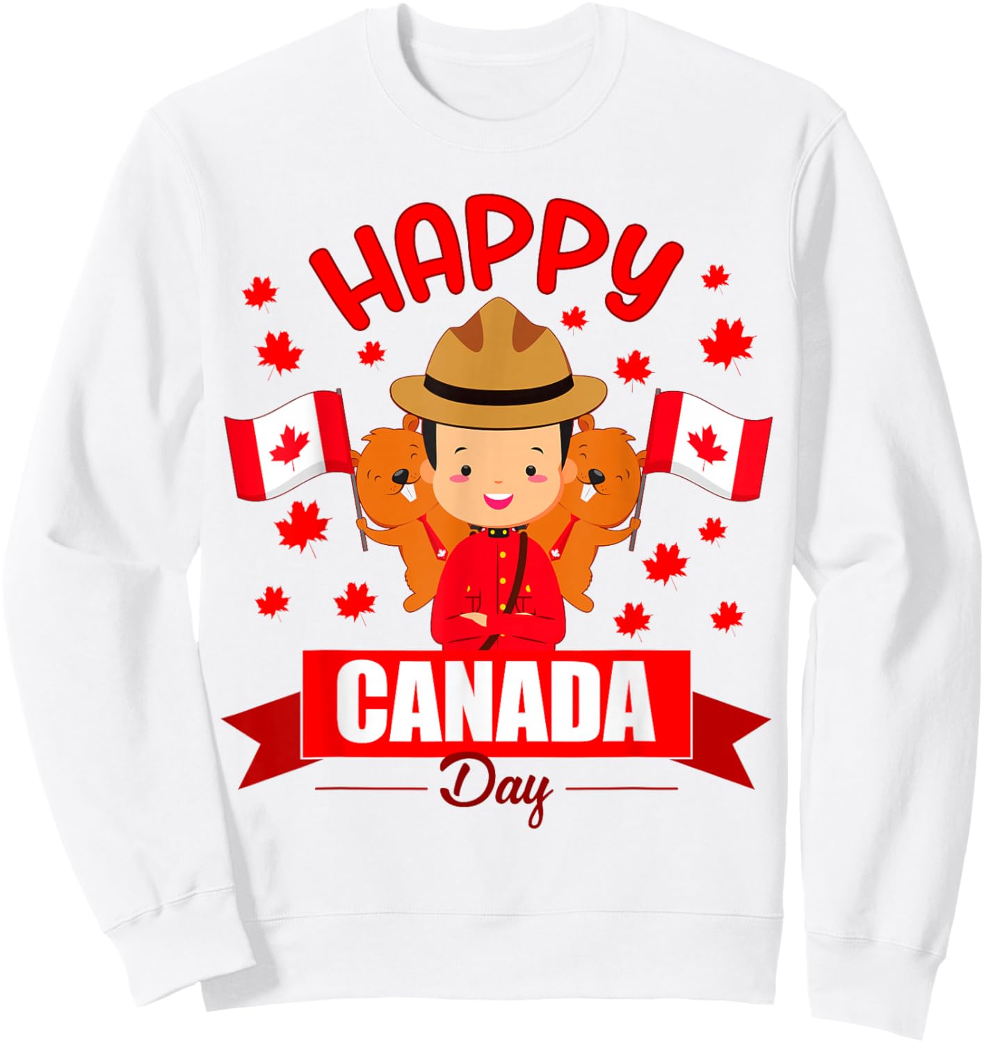 Happy Canada day Flag boys girls kids Toddler Canadian Pride Sweatshirt - Sweatshirt | White