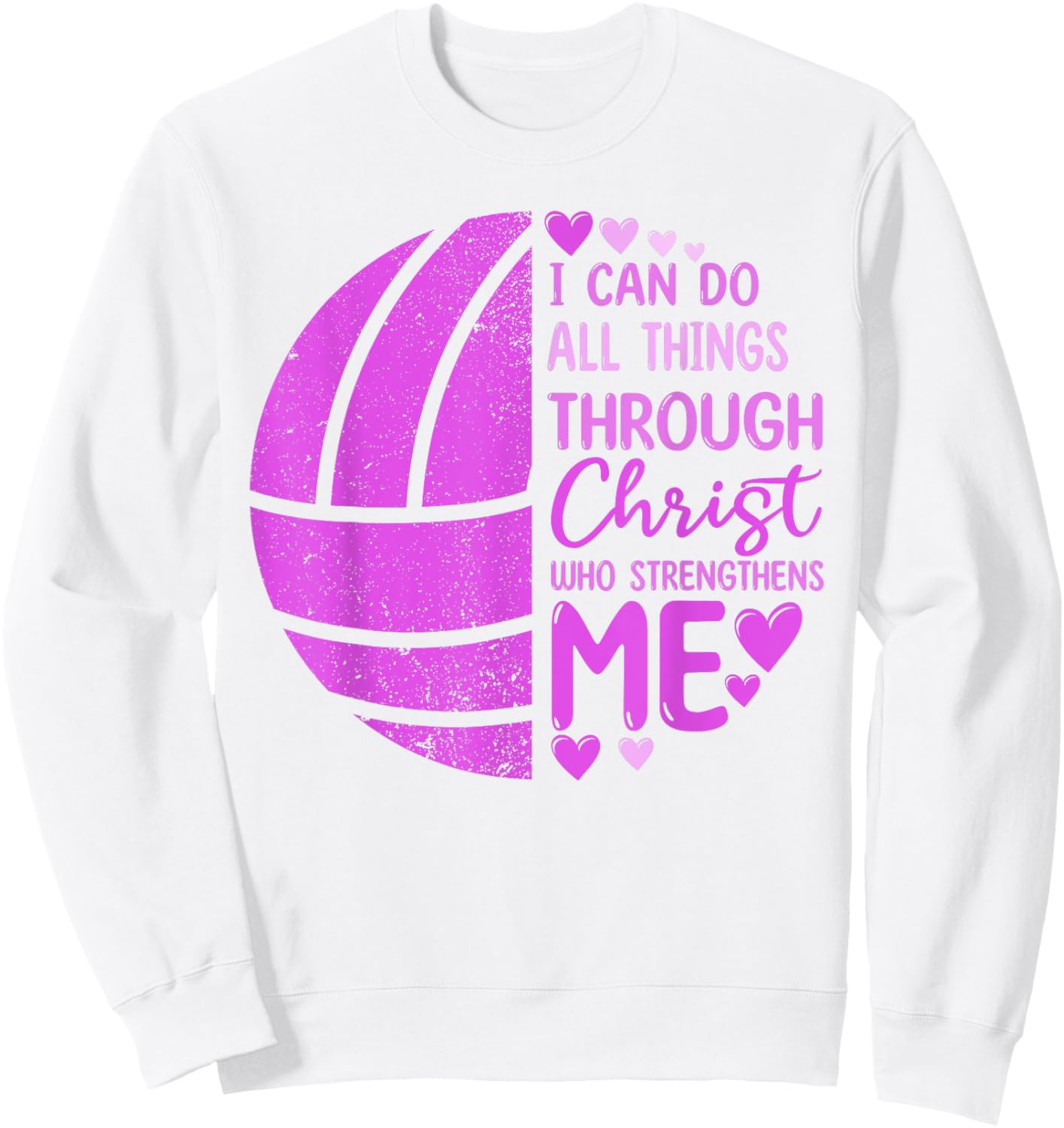 Volleyball Girl Women Boy Men Funny Volleyball Christ Verse Sweatshirt - Sweatshirt | White