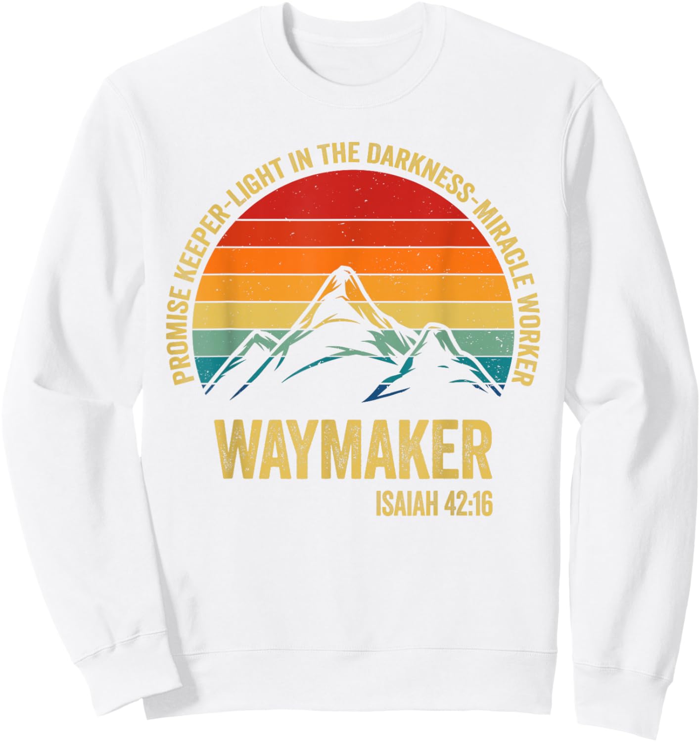 Waymaker Vintage Promise Keeper Miracle Worker Christian Sweatshirt - Sweatshirt | White