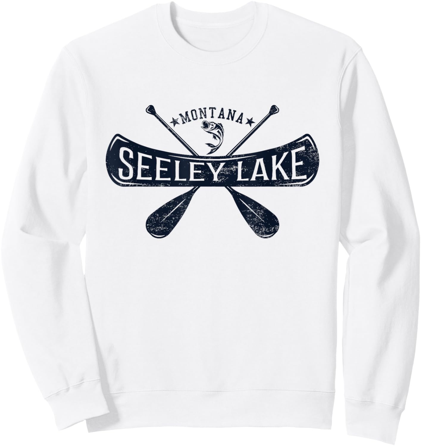 Seeley Lake Montana Vintage Distressed Sweatshirt - Sweatshirt | White