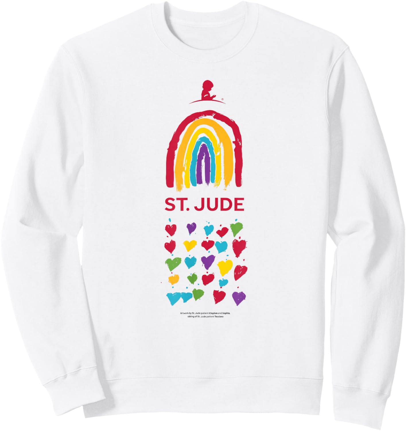 St. Jude Children's Research Hospital Rainbow & Hearts Sweatshirt - Sweatshirt | White