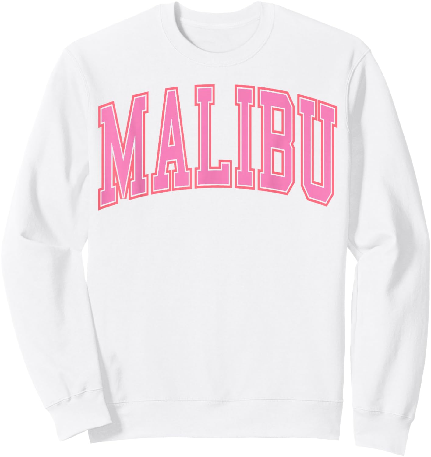 Preppy Varsity Pink Malibu California Teen Girls Sweatshirt - Sweatshirt | White