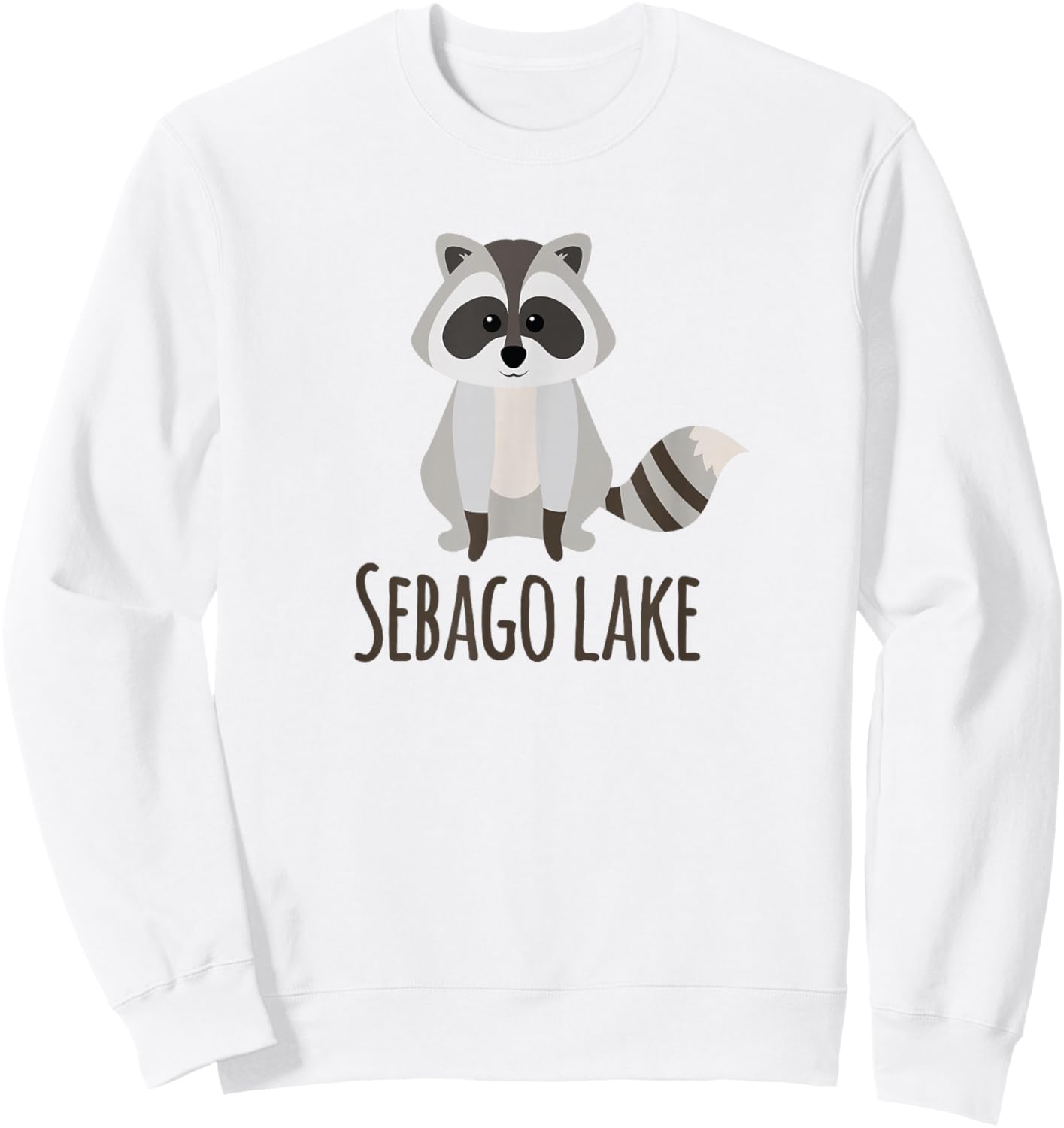 Sebago Lake Maine Woodlands Camping Wildlife Raccoon Sweatshirt - Sweatshirt | White